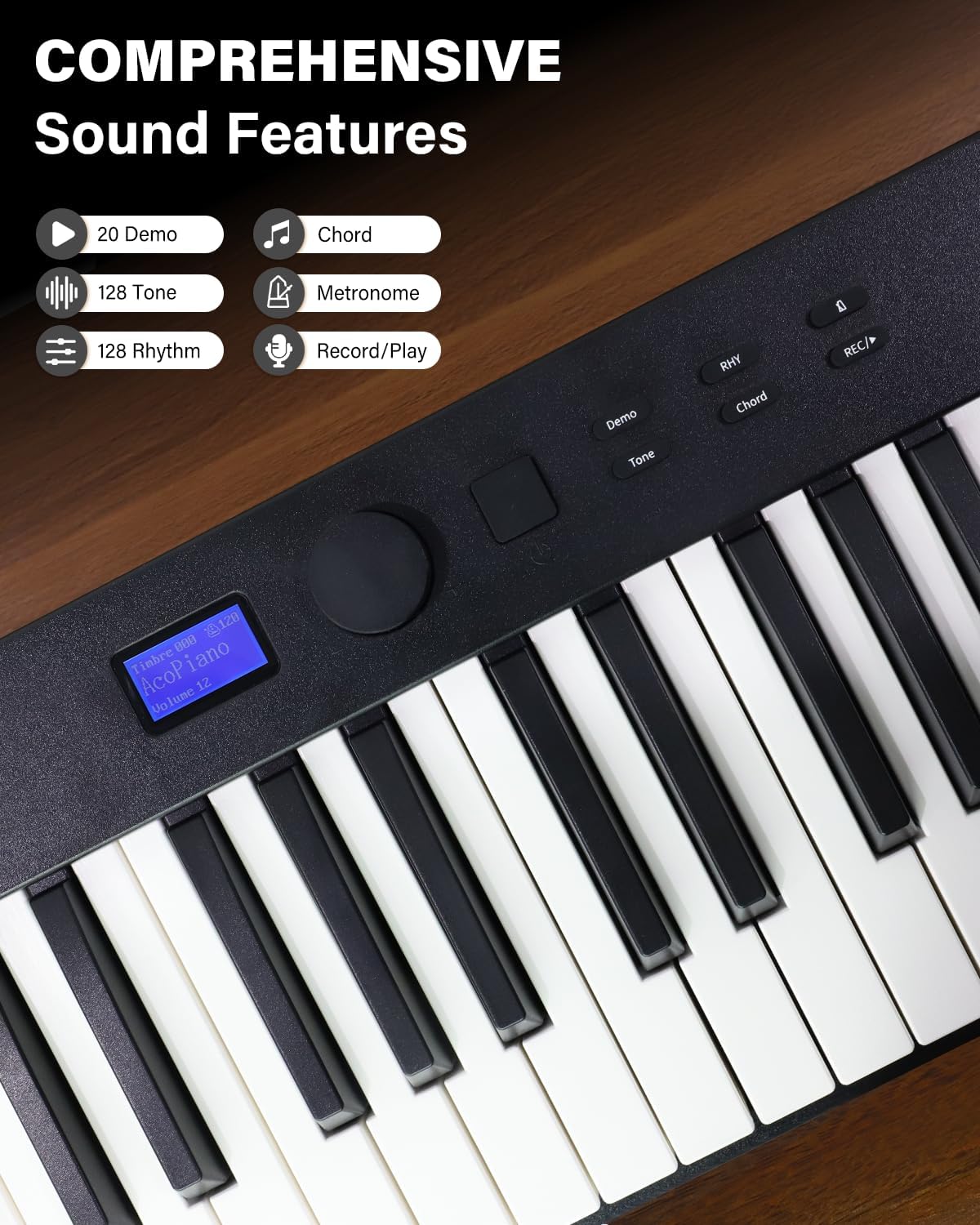 AiJoy 88-Key Piano Keyboard ASP-10F Electric Portable Folding Piano with Semi-Weighted Keyboard, Music Stand, Sustain Pedal, Handbag, USB MIDI Music Keyboard for Beginners, Black