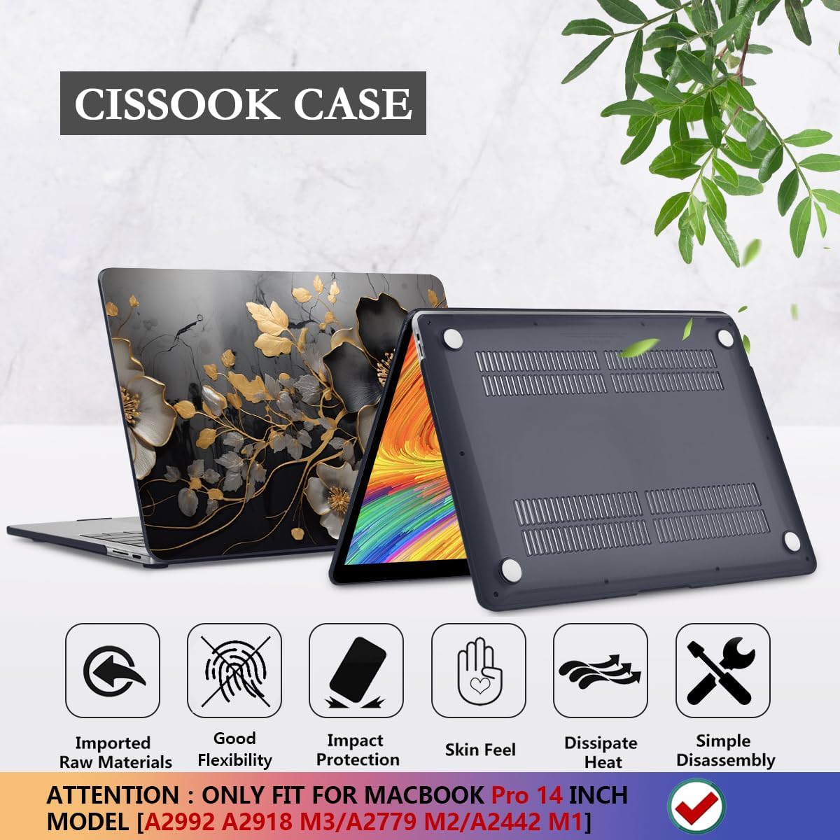 CISSOOK for MacBook Pro 14 inch Case 2024 2023 2022 2021 Release M4 A3401 A3112 A3185 M3 A2918 A2992 M2 A2779 M1 A2442 Pro Max Chip, 14 in Plastic Hard Shell & Keyboard Cover, Abstract Oil Painting