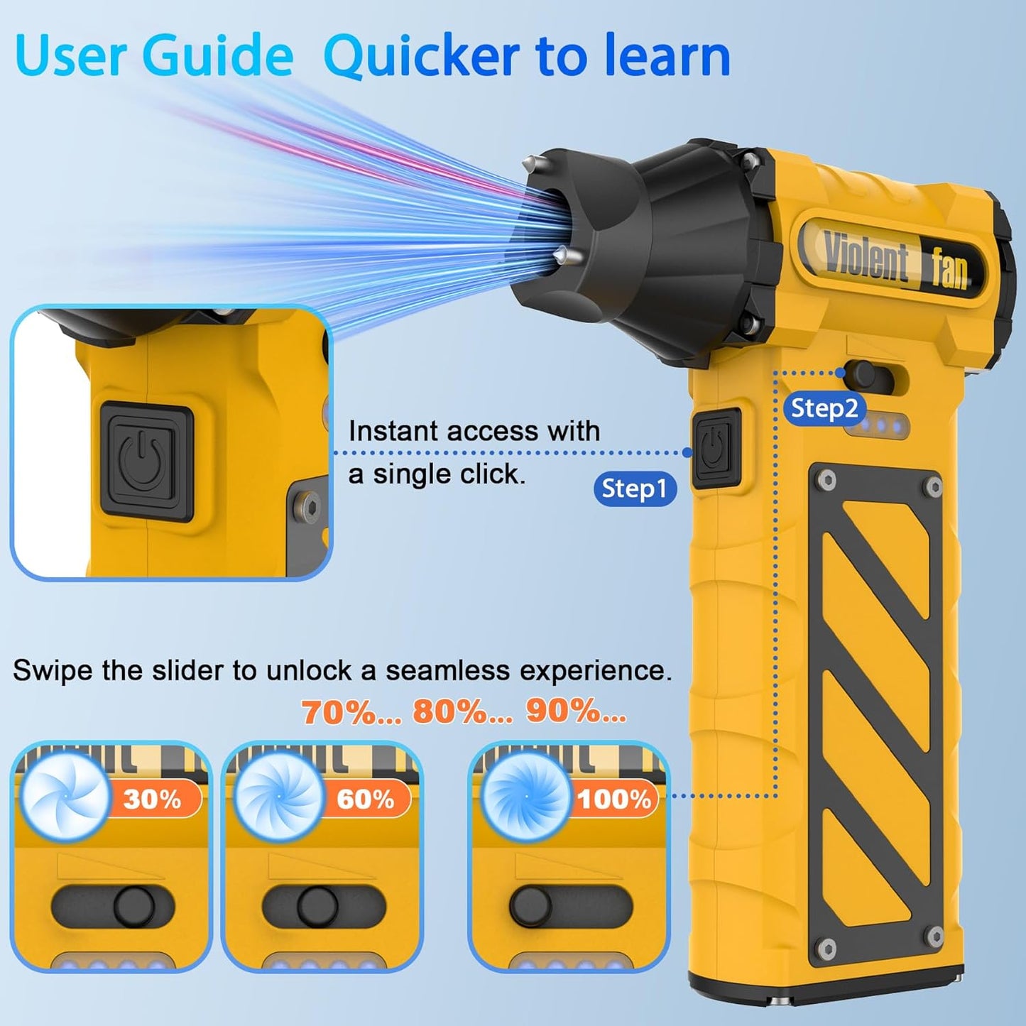 Electric Air Duster-Compressed Air Duster,60mph Wind Stepless Speed Canned Air for PC/Compute/Electronics/Home&Car Cleaning, 150000RPM Air Blower to Spray Air Can Dust Off Keyboard Cleaner (Yellow)