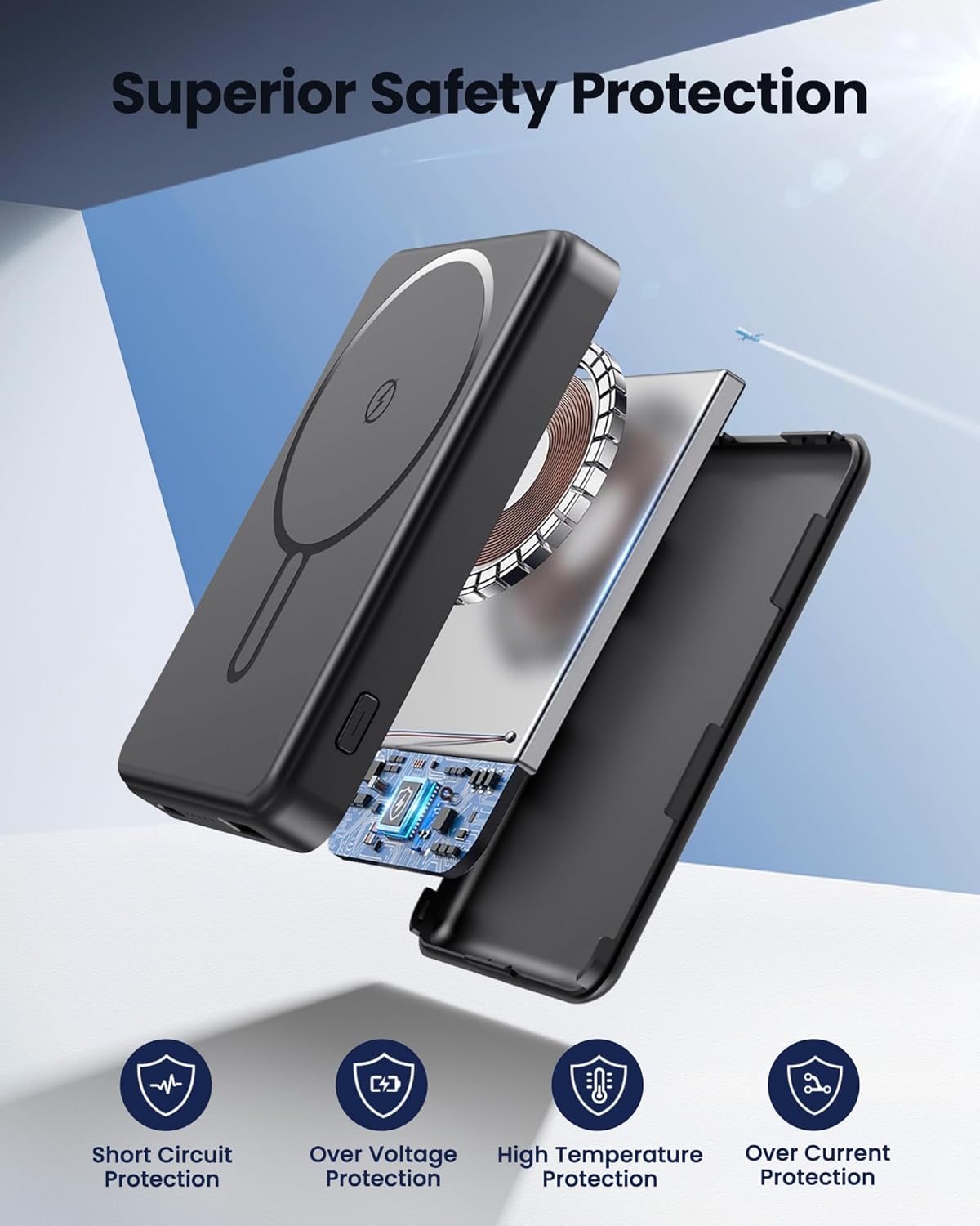 for Magsafe Battery Pack 12000mAh Magnetic Portable Charger Power Bank PD 22.5W USB C Fast Charging Wireless Battery Pack Phone Charger for iPhone 16/15/14/13/12 All Series