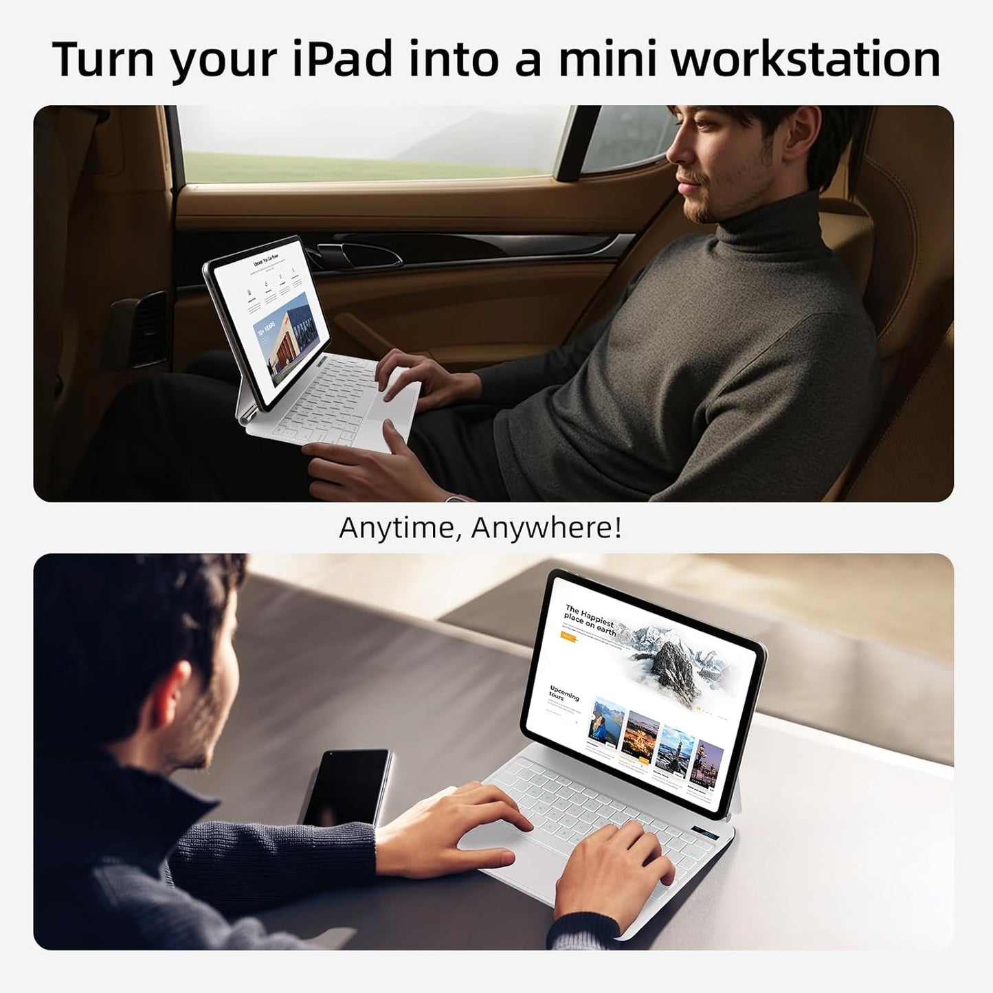 for iPad Pro 13 inch case 2024 with Keyboard M4,Magnetic Attach,Multi-Gesture Trackpad,7-Color Backlit,Shortcut Keys,Auto Sleep/Awake,Magic Keyboard for iPad Pro 13-inch M4 2024,White