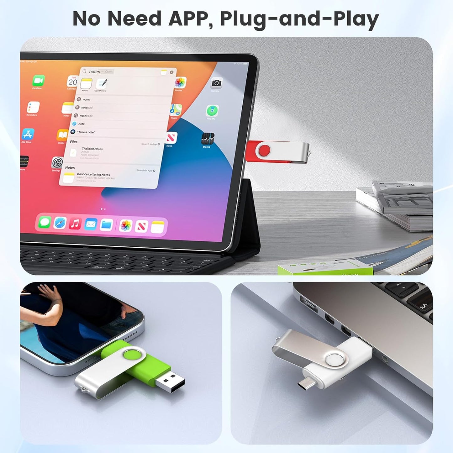 ABLAZE 8GB USB C Flash Drive 10 Pack, OTG USB 2.0 + Type C Memory Stick Dual Type C Thumb Drive Compatible with iPhone 16/15, Android Smartphone, Computers, Tablets, Mac,iPad,PC