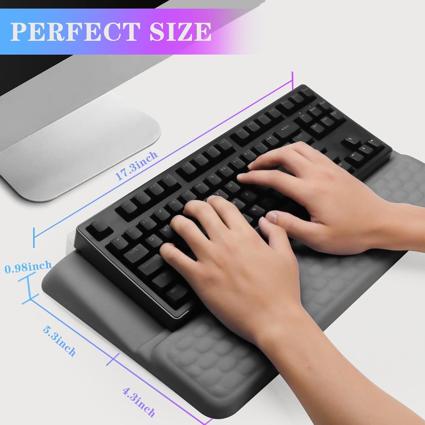 Computer Keyboard Stand with Wrist Rest, Ergonomic Tilted Keyboard Holder - Keyboard Riser with Wrist Pad - Keyboard Tray Support for Office Home - Gray