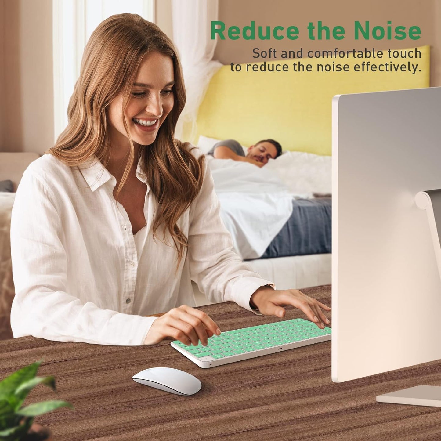 Allinside Silicone Keyboard Cover for iMac Magic Keyboard A2449/A2450, Protective Skin for iMac 24" Wireless Keyboard Released in 2021, US Layout, Light Green