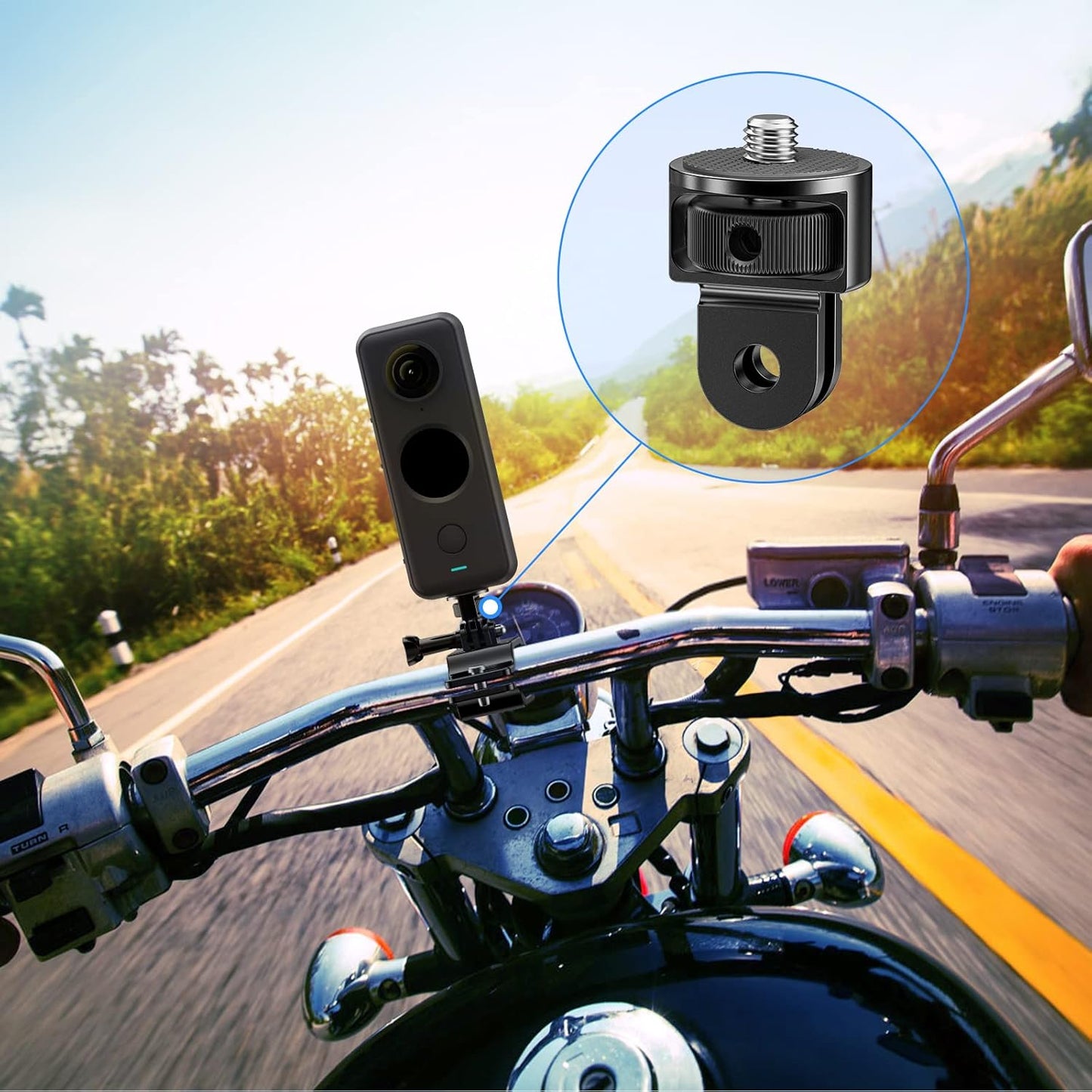 2 Pieces Camera Tripod Mount for Gopro Adapter 360°Adjustable Aluminum Alloy Conversion Adapter for GoPro Hero, Insta360, Sjcam Action Cameras and Other Standard 1/4 Accessories (GC-1)