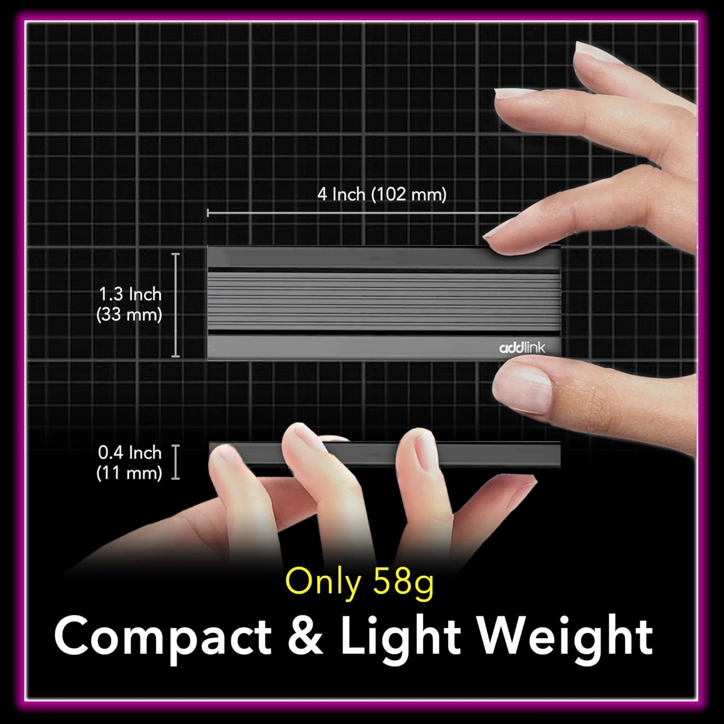 Addlink External Portable SSD 2TB P20 USB 3.2 Gen2 up to 1050MB/s, 3D TLC USB C Solid State Drive, for PC Laptop Mac Windows Linux Android PS4 PS5 Xbox One Smart TV (ad2TBP20B32) Made in Taiwan