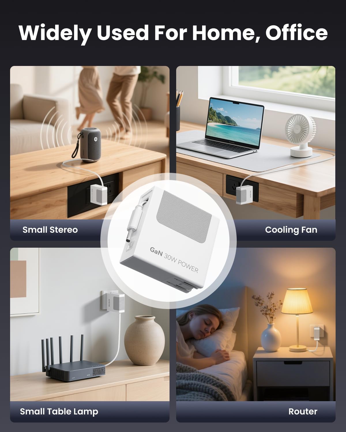 12V 2.5A Power Supply Adapter with Retractable 31.5in DC Power Cord, 30W Retractable Charger with Foldable Plug, Compatible for LED Strip Light, Camera, BT Speaker, GPS, Webcam, Router, TV Box