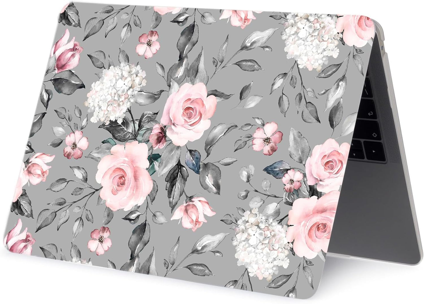 LanBaiLan Compatible for MacBook Pro 13 inch with Touch Bar 2022 2021 2020 2019 2018 2017 2016 Release M1 M2 A2338 A2289 A2251 A2159 A1989 A1706 A1708 Protective Case & Keyboard Cover, Grey Flowers