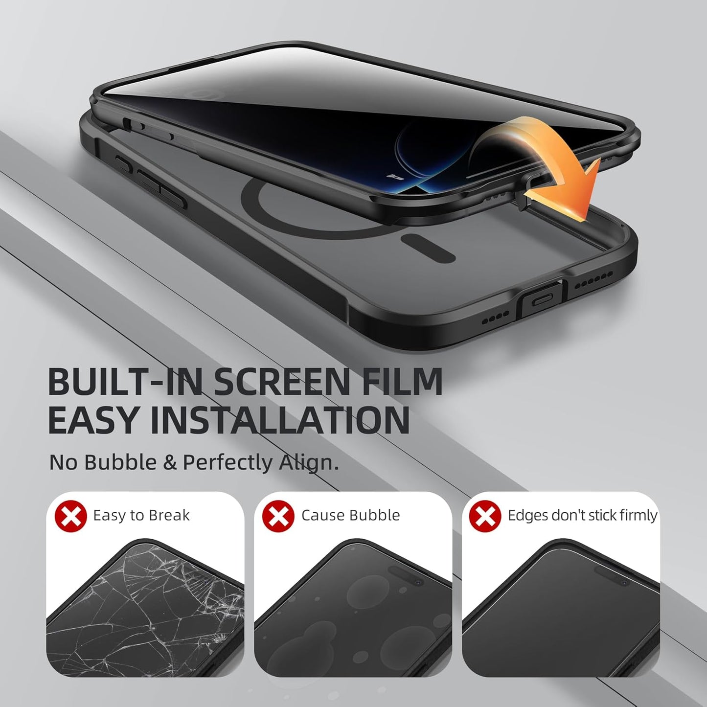 BERFY Magnetic for iPhone 16 Pro Case, Compatible with MagSafe, Built-in Privacy Screen Protector and Upgraded Camera Protection, Anti-Spy Full Body Shockproof Phone Case for 16 Pro 6.3", Black