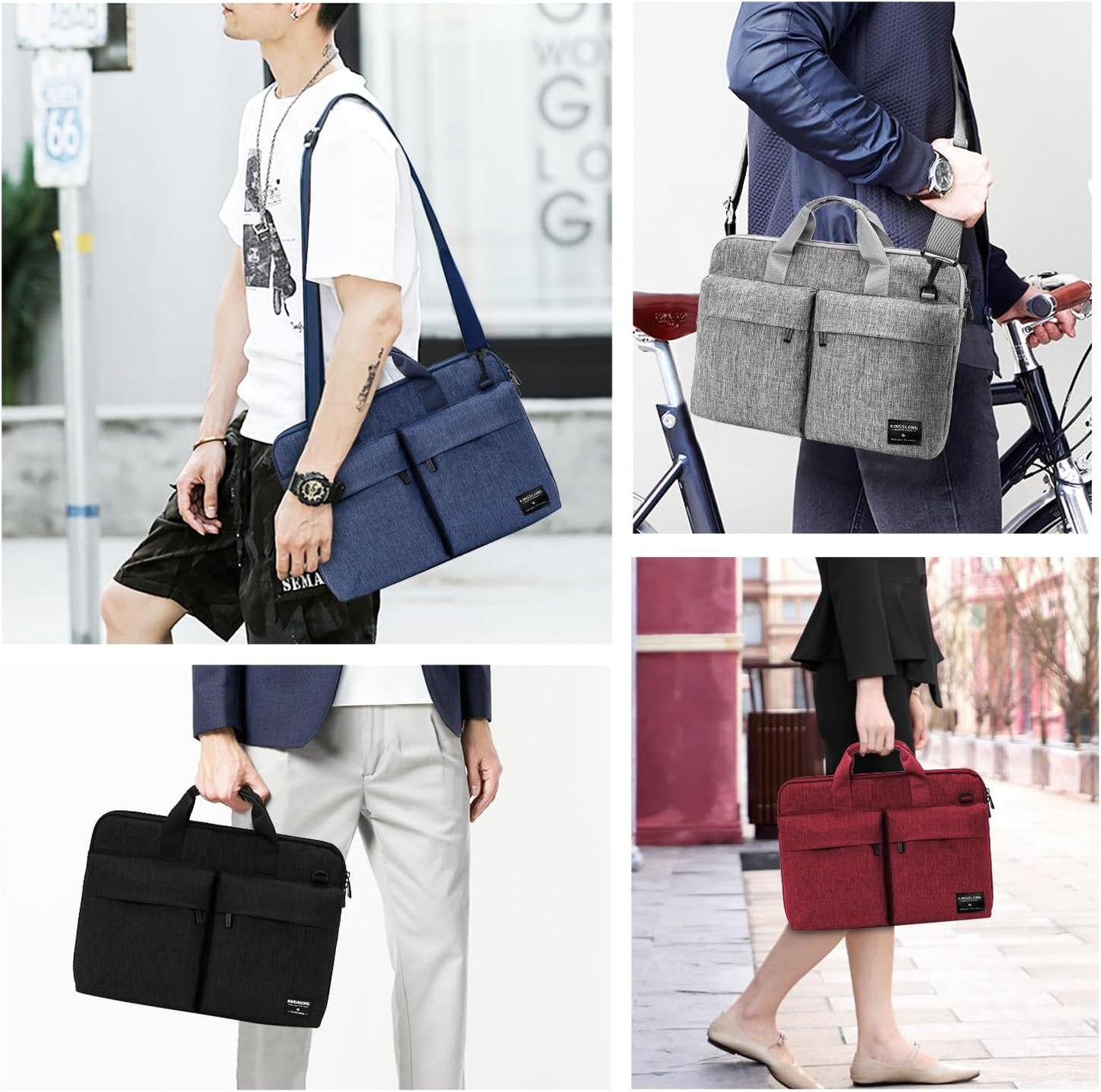 KINGSLONG 15.6 inch Laptop Shoulder Bag, Slim Laptop Sleeve Case, Shockproof Computer Notebook Ultrabooks Carrying Case Handbag Cover Fit for Acer Asus Dell Lenovo HP, Blue