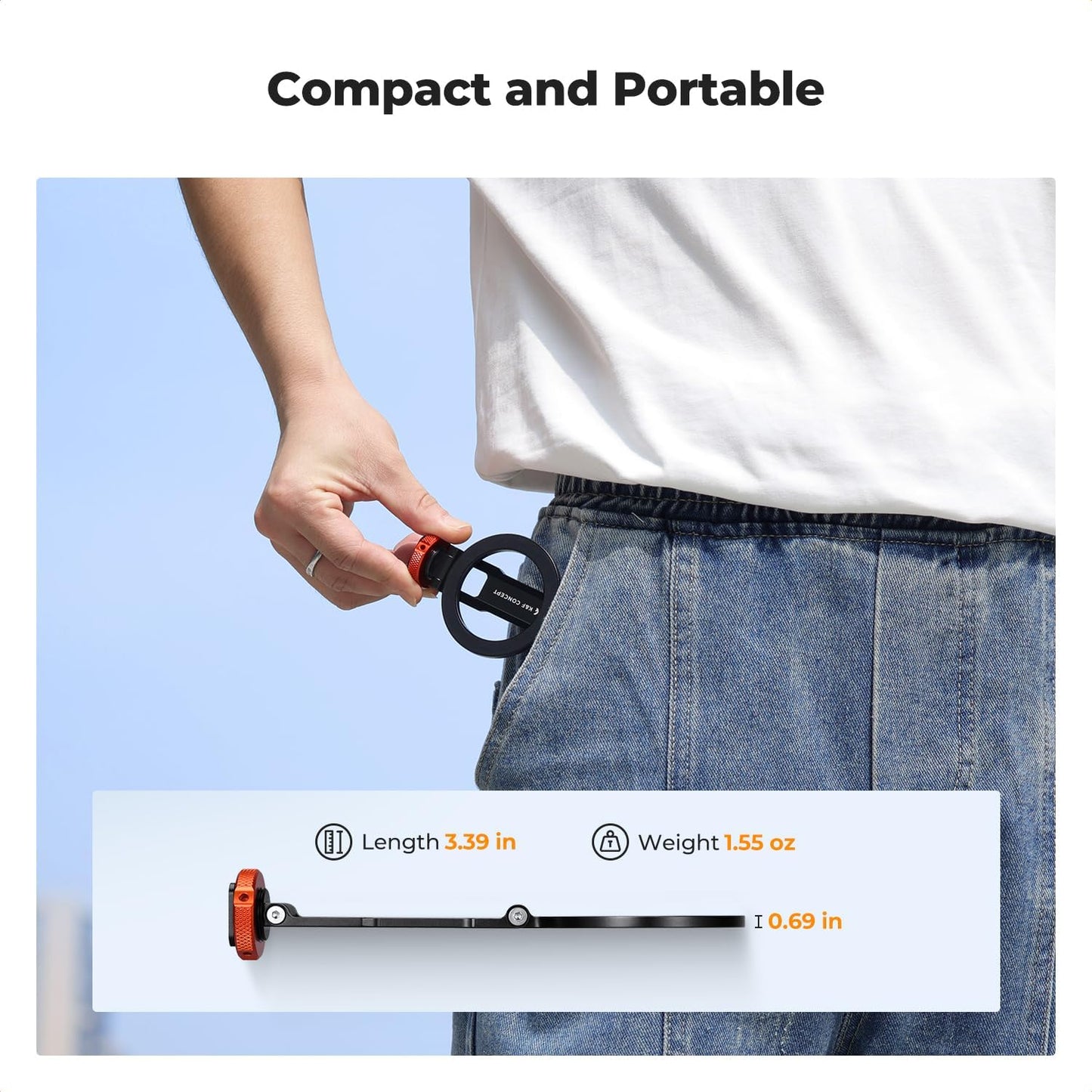 K&F CONCEPT Magnetic Metal Phone Mount with Cold Shoe Mount, Adjustable Rotatable Phone Holder Adapter Compatible with iPhone 17/16/15/14/13 Serie, Camera Monitoring, Tripods, Stabilizers