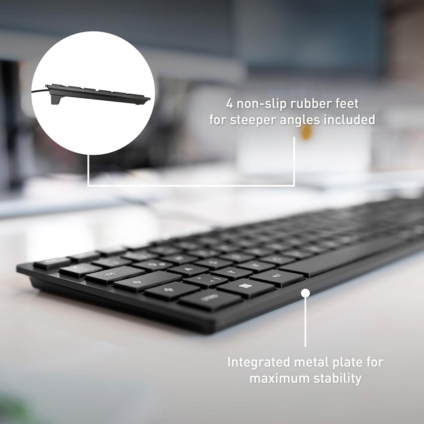 CHERRY KC 6000 Slim Wired USB Keyboard Ultra-Slim Design US Layout for Work or Home Office QWERTY Black
