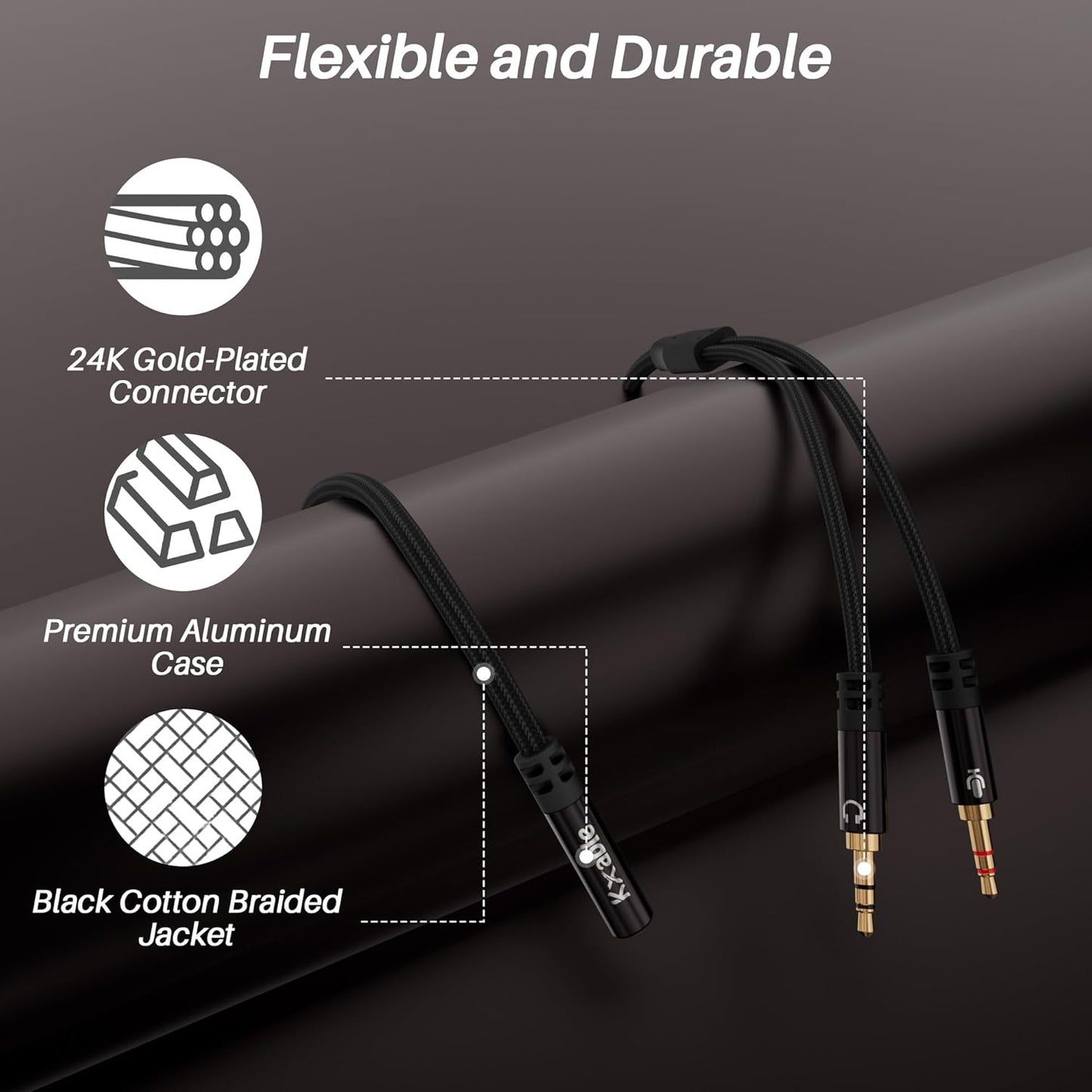 Headphone Splitter for Computer, 3.5mm Female to Dual 3.5mm Male Audio Splitter Cable, Stereo Jack Earphones Headset to PC Laptop Adapter, 1/8inch 2-in-1 Y Separator Aux Dongle Converters, 3FT