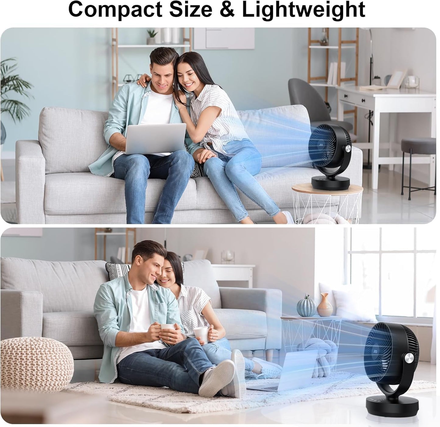 JRD Fans for Bedroom, 90° Oscillating Air Circulator Fan, 13 Inch Quiet Table Fan with Remote, 120° Adjustable Tilt, 3 Speeds, 7H Timer, Powerful Desk Fan for Whole Room Home Office Living Room