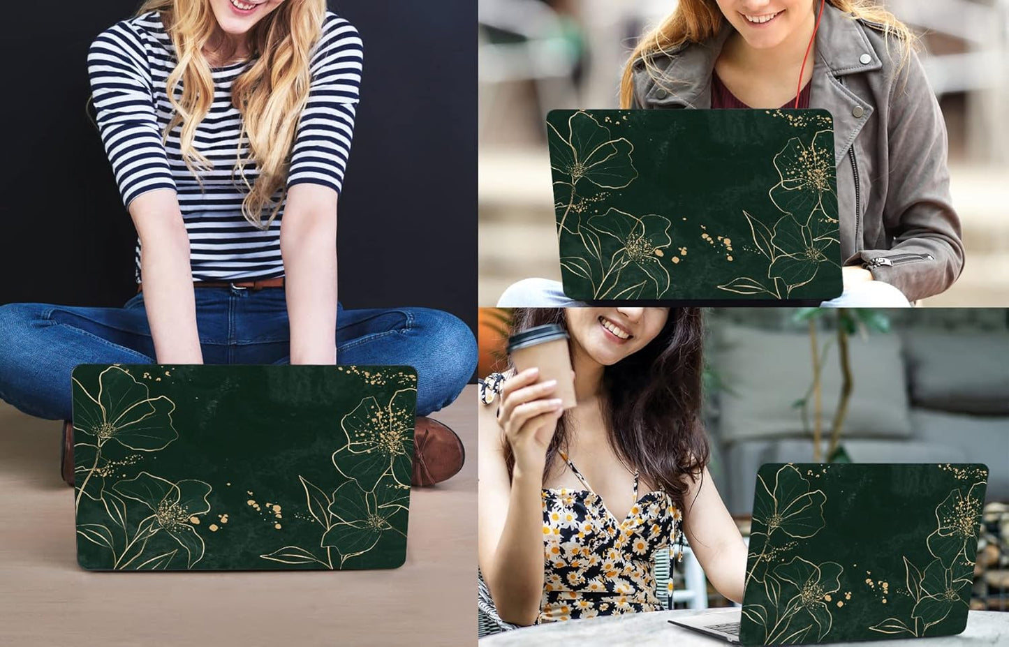 CISSOOK Case for MacBook Pro 13 Inch M2 M1 Chip A2338 A2251 A2289 Model 2025-2020, Hard Shell Case+ Keyboard Cover+ Screen Protector for MacBook Pro 13 with Touch Bar, Elegant Gold Lotus