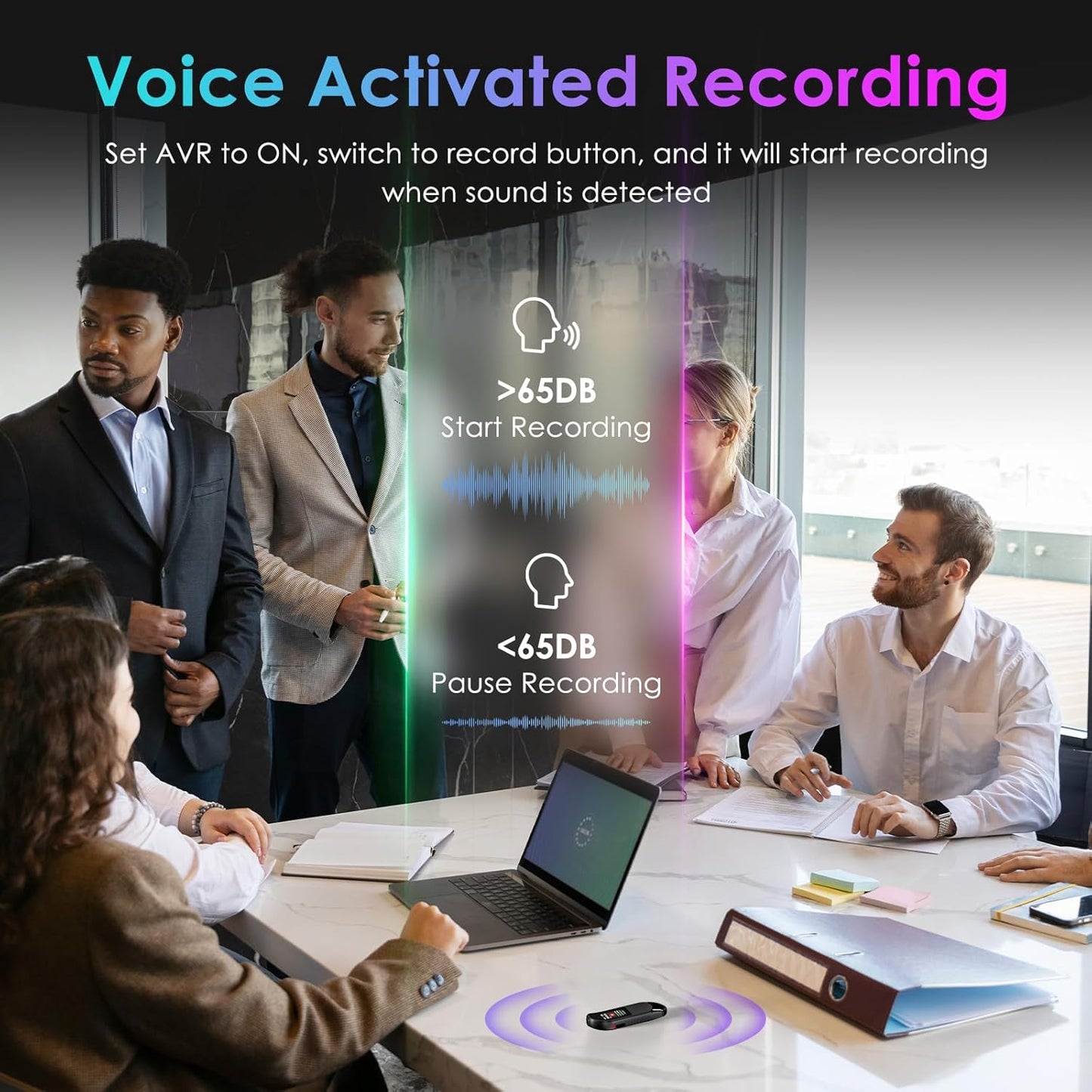 64GB Digital Voice Recorder, Vandlion Recording Device with AI Noise Reduction, 1536Kbps Crystal Audio & Password Protection for Conference/Lectures/Classroom/Interviews