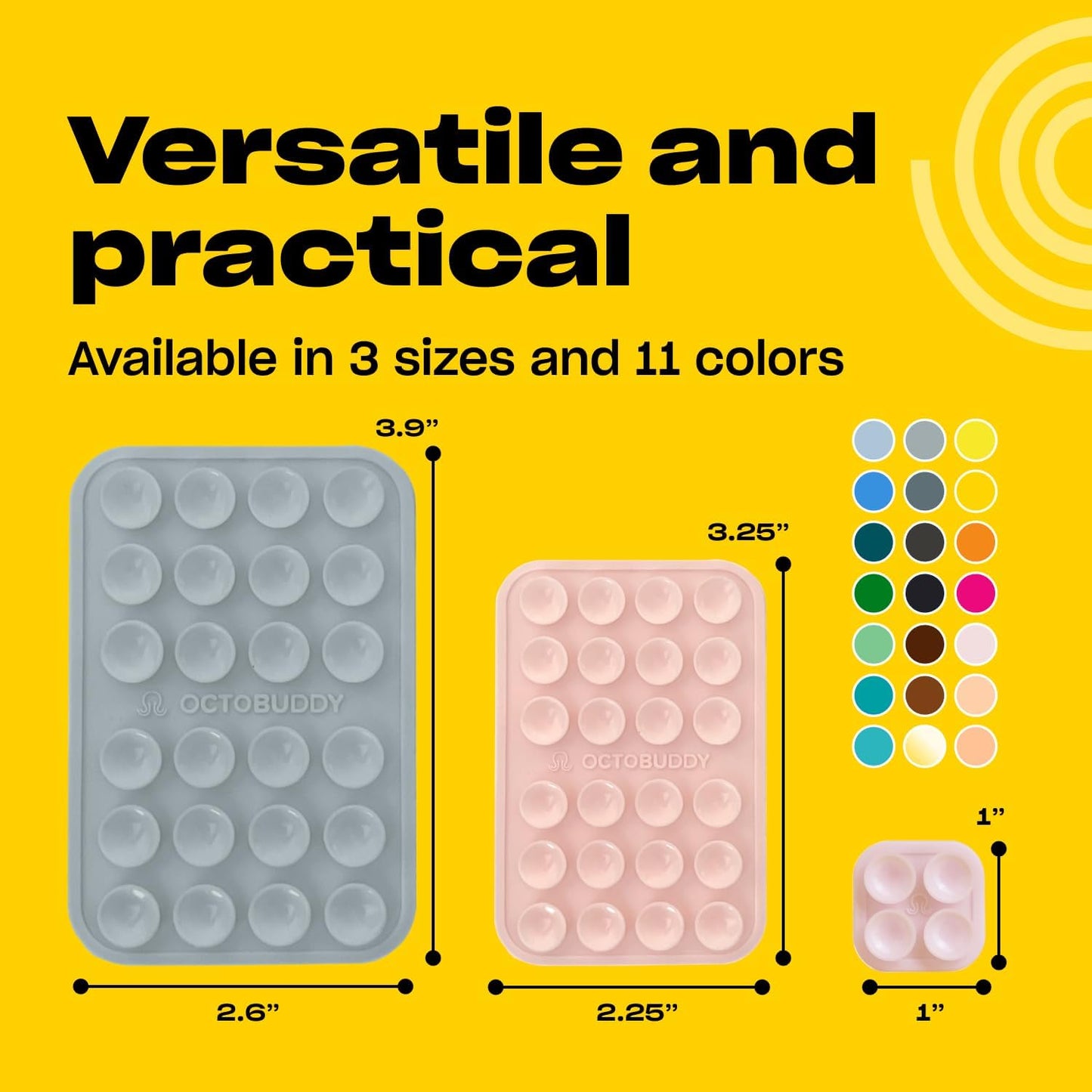 Classic MAX - Silicone Suction Phone Case Adhesive Mount - Hands-Free, Strong Grip Holder for Selfies and Videos - iPhone and Android Compatible - 2.6″ x 3.9″, Ultimate Grey