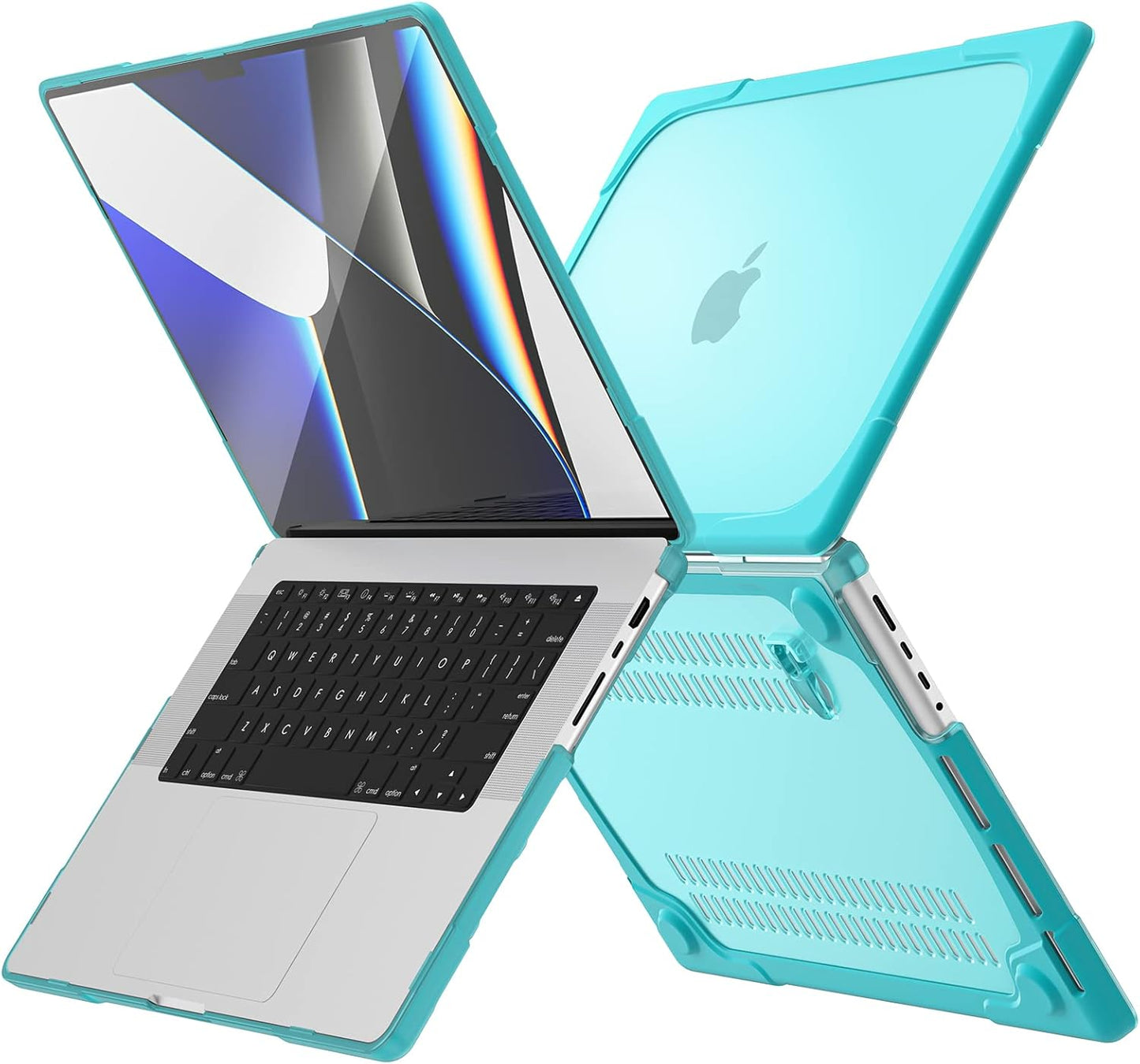 Batianda Compatible with New MacBook Pro 16 inch Case 2024 M4 Chip 2023 2021 Release with M3 M2 Pro Max, Heavy Duty Protective Plastic Hard Shell with Fold Kickstand & Keyboard Cover Protector, Blue