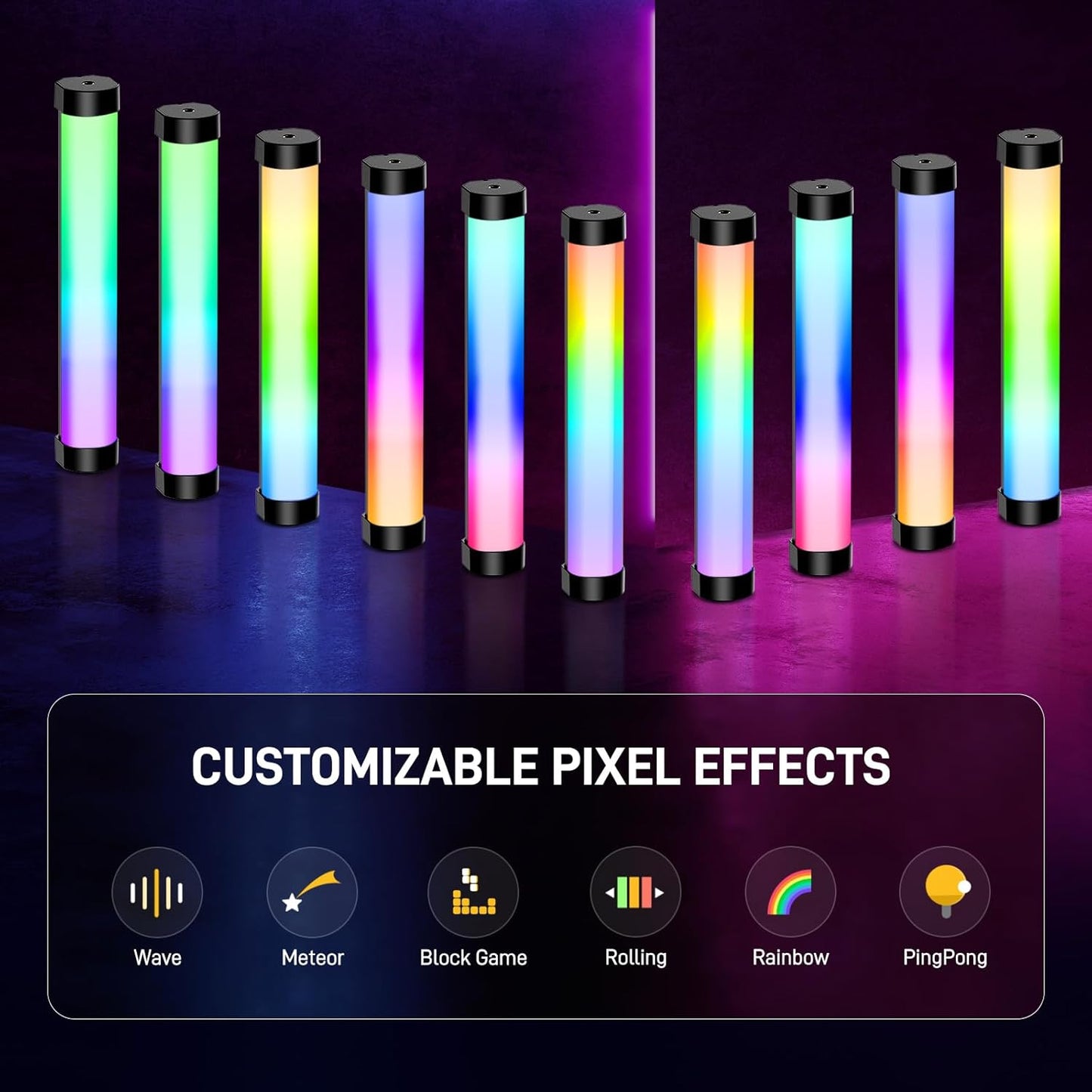 GVM RGB Tube Light with Spotlight, Magnetic Handheld Photography Light, Full-Color LED Stick Light 2000K-10000K CRI97+ Video Light with 3300mAh Built-in Battery, 6 Pixel Effects 12 Lighting Scenes