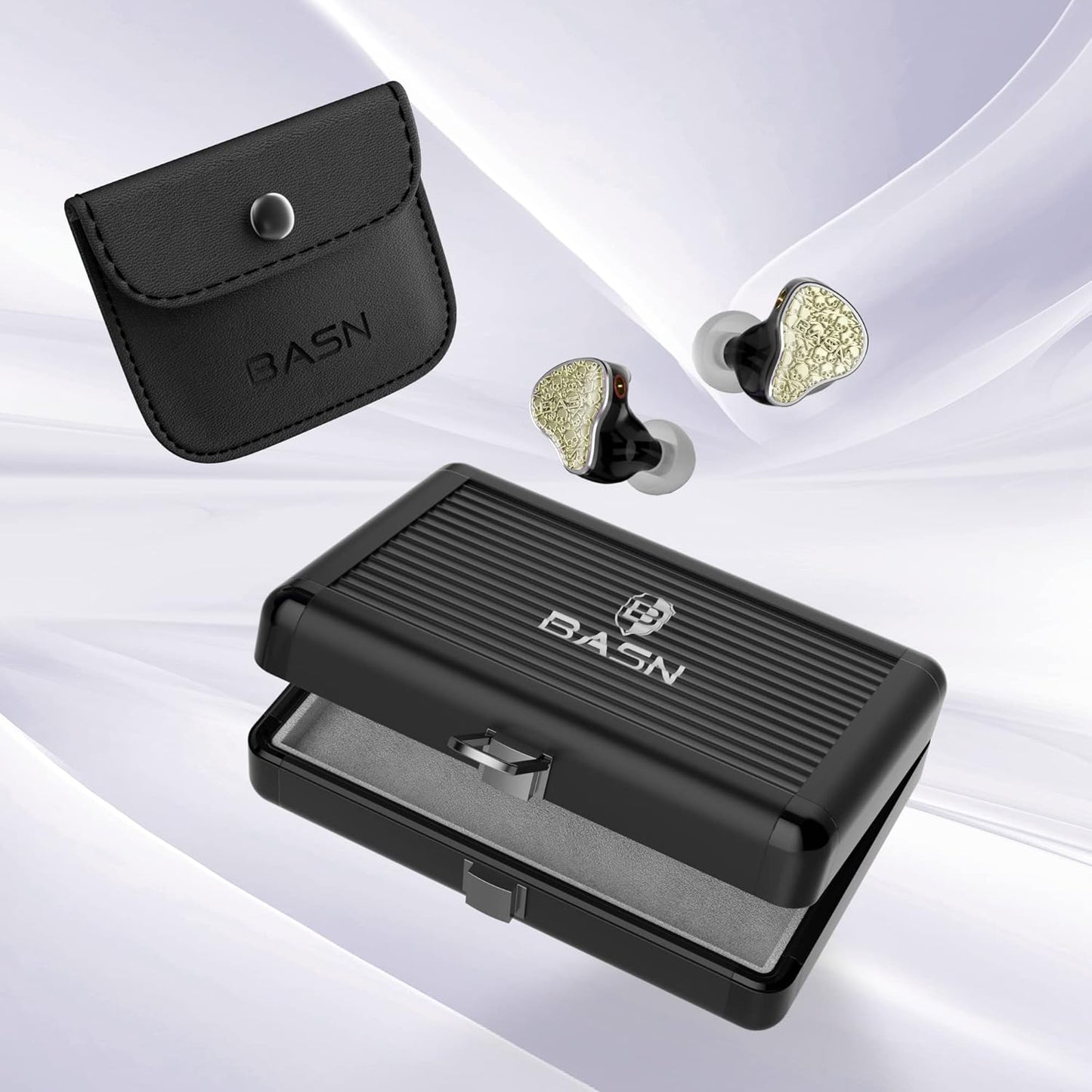 BASN Bmaster5 in Ear Monitors, 1DLC Diaphragm+4BA 5 Drivers IEM Earphones with Silver-Plated OFC Cable, Noise Isolation Wired Earbuds for Musicians (Starlight Gold)