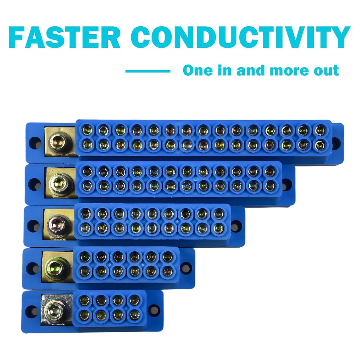 Busbar Terminal Block 1-in-4-Out | 12V-690V 60A High Current Power Distribution | Flame Retardant PC | with Thickened Copper Busbars for Industrial/EV Systems one Piece