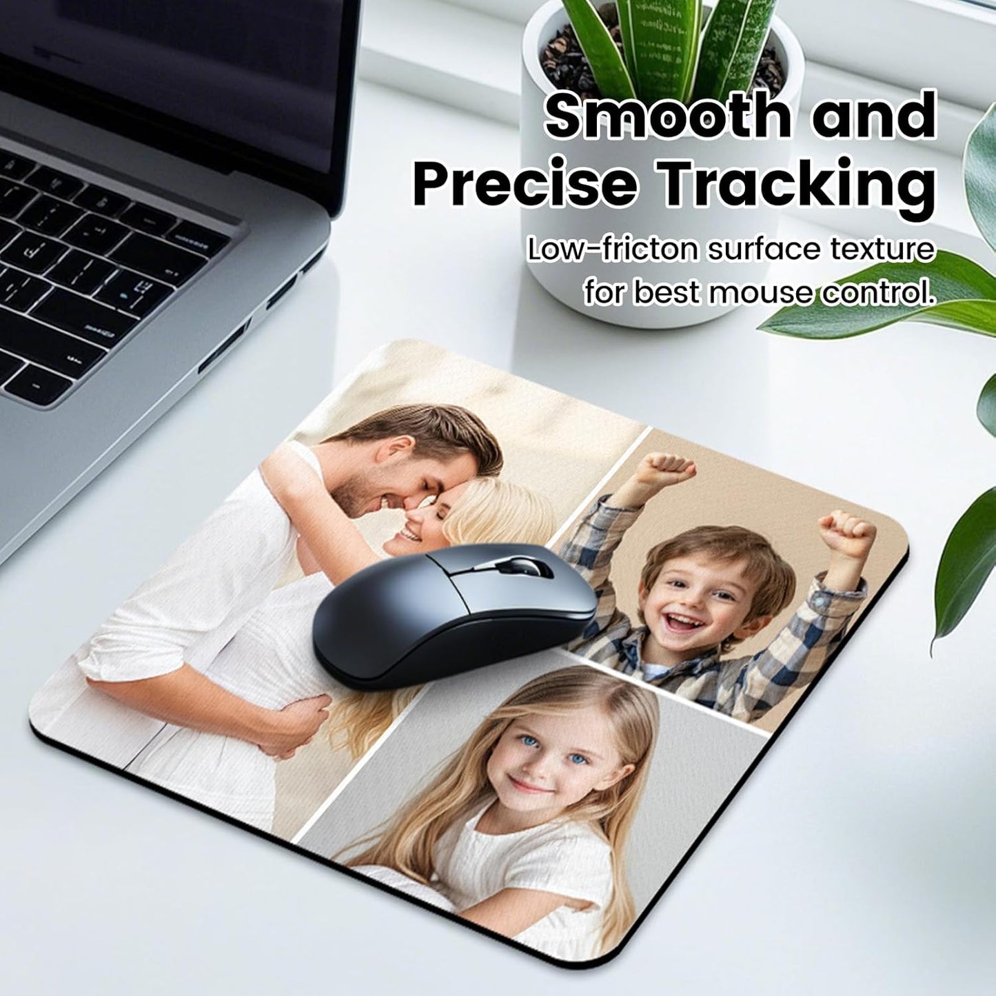 Custom Mouse Pad, Personalized Mouse Pad with Photo & Text, Neoprene Mouse Mat for Laptop Computer Office Desk, Mousepad Small with Anti-Slip Rubber Base