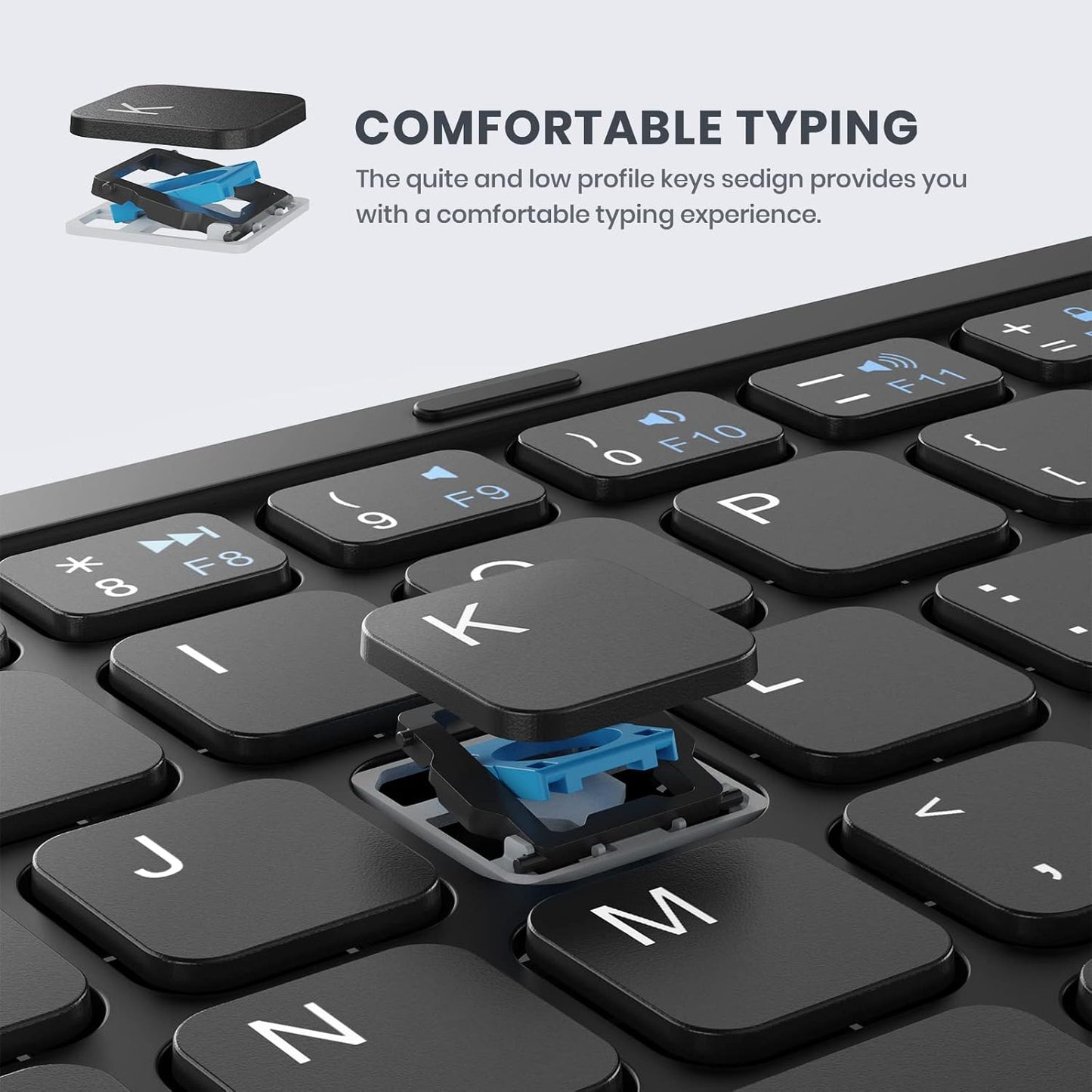 Foldable Bluetooth Keyboard, Portable Full Size Folding Keyboard with Large Touchpad, Numeric Keypad, PU Leather, Wireless TravelKeyboard for Windows Android Mac(Sync up to 3 Devices)