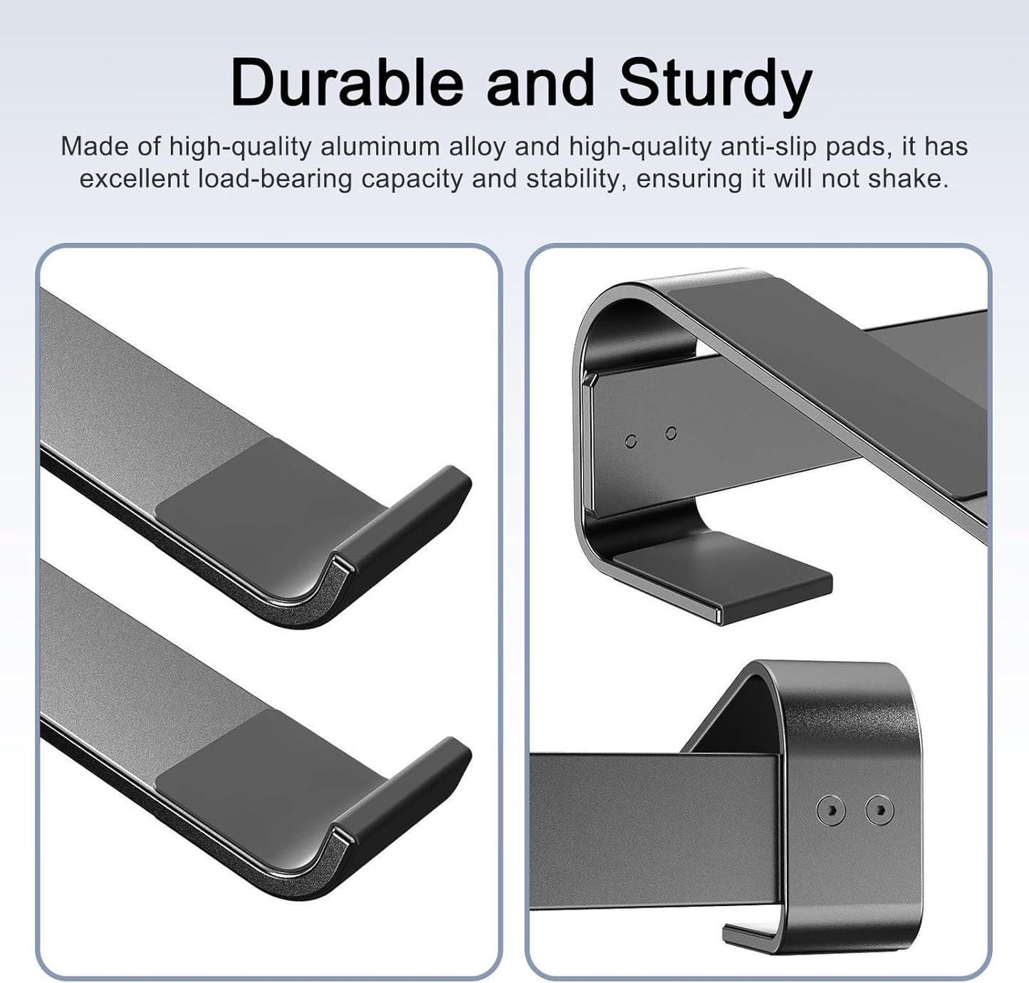 Laptop Riser for Desk - Aluminum Ergonomic Computer Stand for Laptop Cooling - Compatible with MacBook Pro/Air, Dell, HP, Lenovo, 10-17.3'', Black