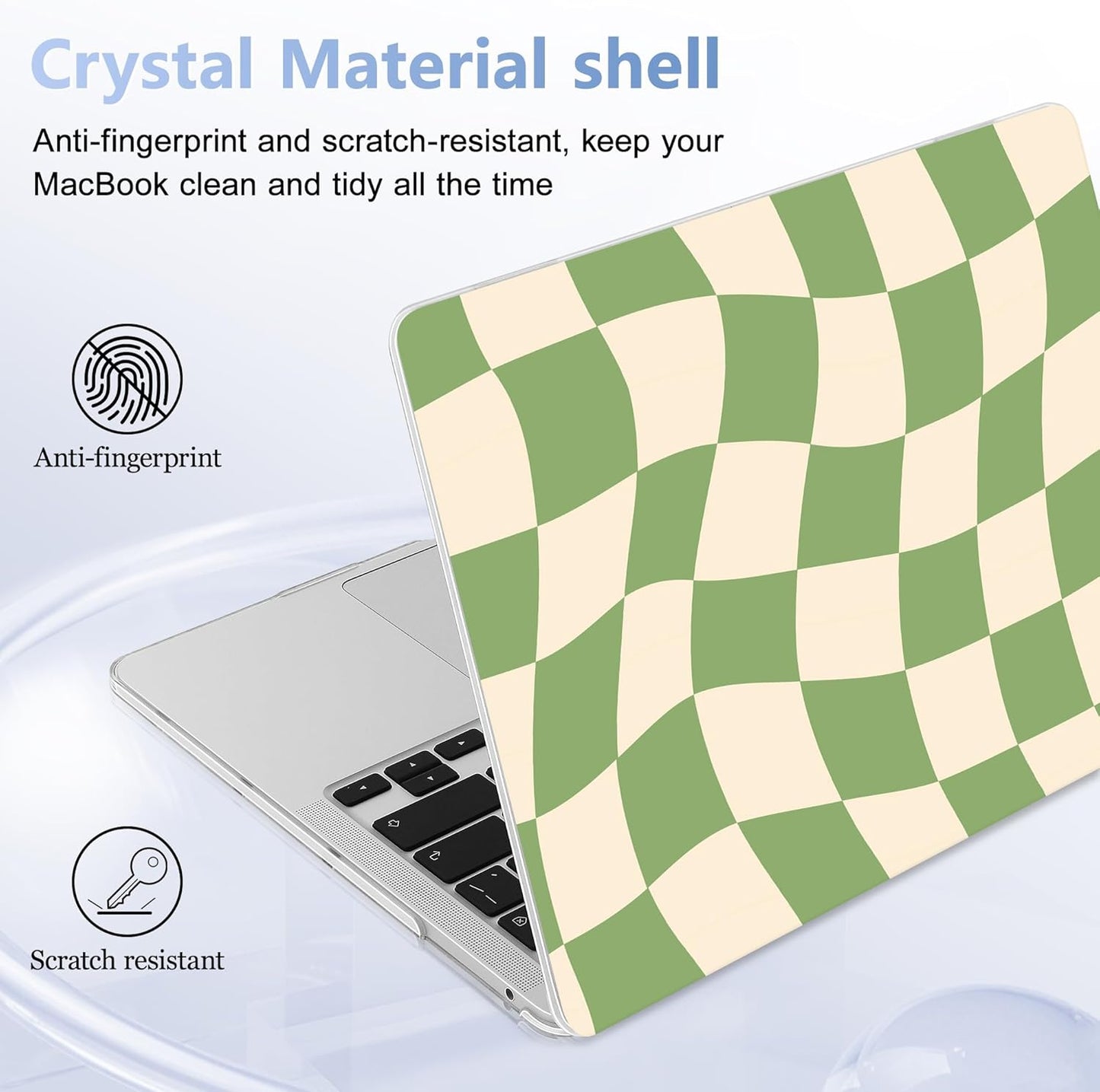 Case for MacBook Pro 13 inch with/Without Touch Bar (2016-2022, M2 A2338 M1 A2289 A2251 A2159 A1989 A1706 A1708), Hard Shell + Keyboard Cover + Dust Plug, Green Checkered