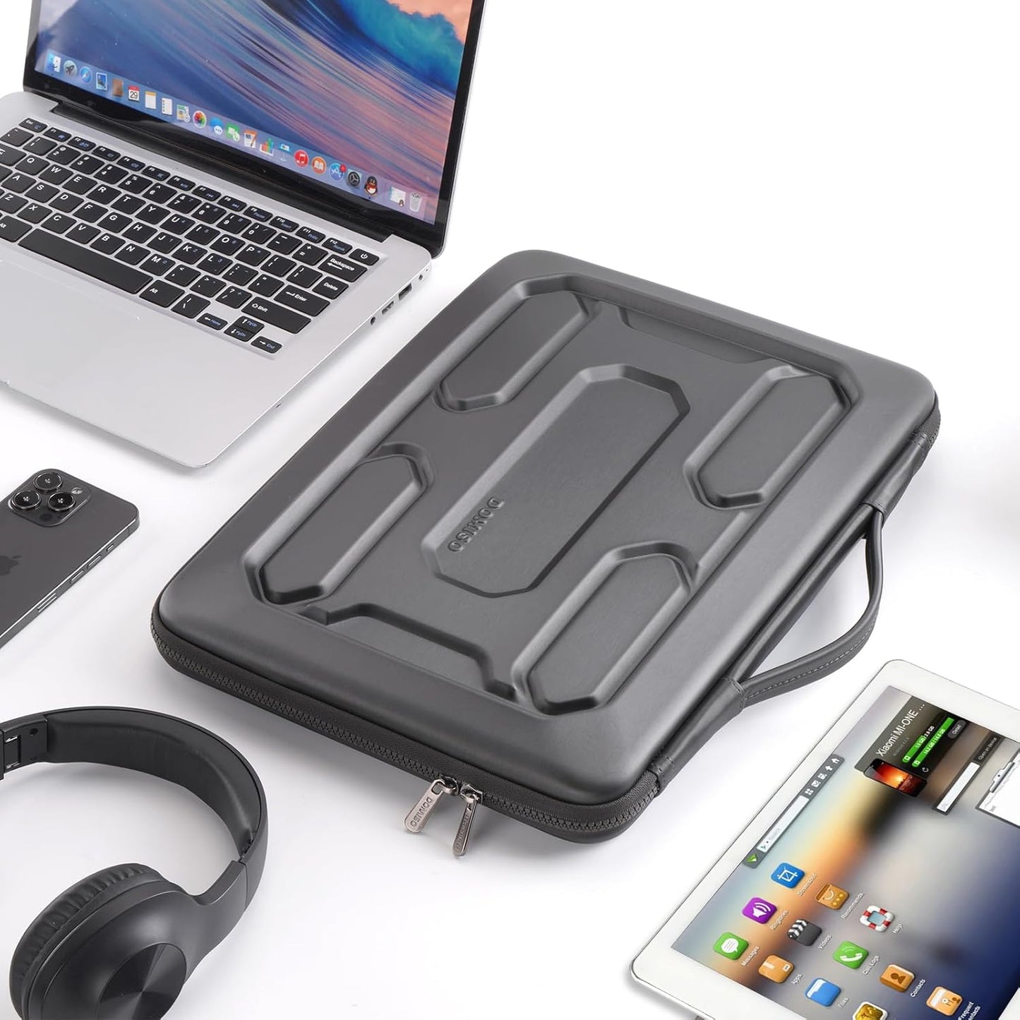 DOMISO 13.3 inch Laptop Sleeve with Handle Shockproof Computer Bag Waterproof EVA Protective Carrying Case for 13-13.3 inch Notebooks/13 MacBook Air/MacBook Pro Retina/Dell XPS 13/HP, Dark Grey