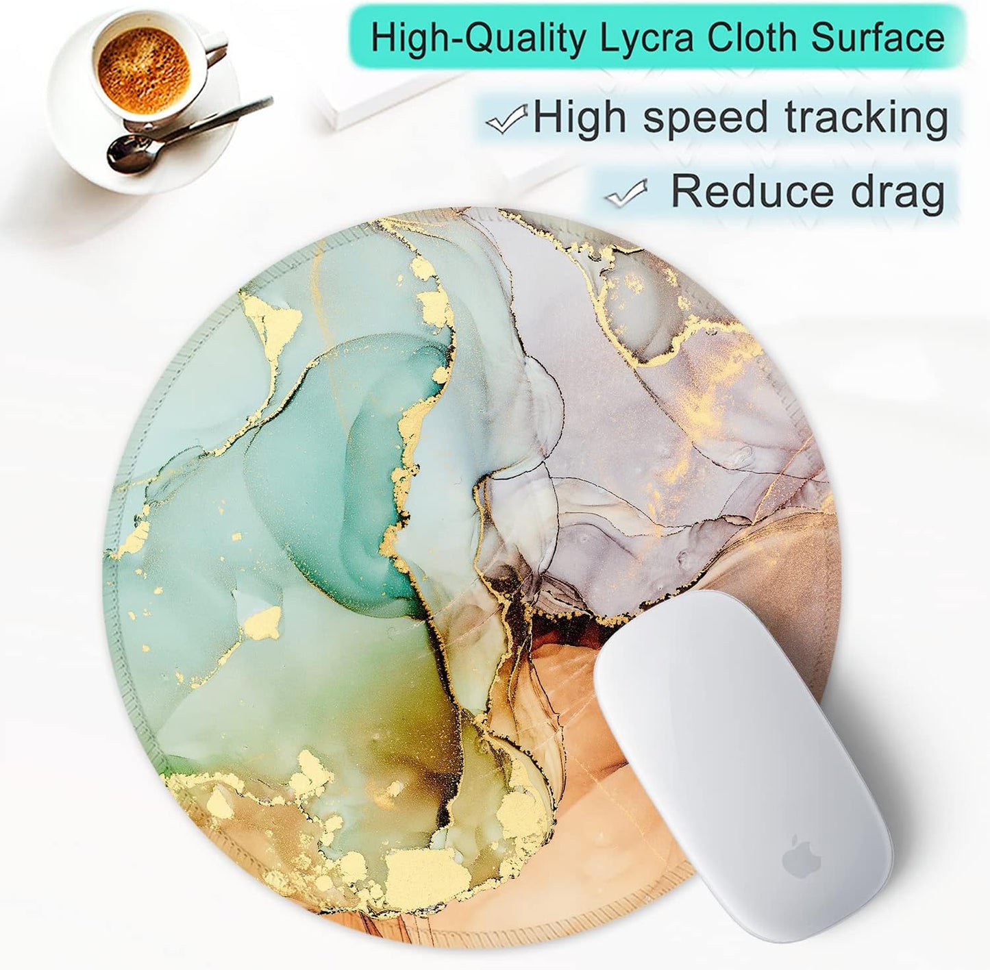 ITNRSIIET Round Mouse Pad with Stitched Edge Premium-Textured Waterproof Non-Slip Rubber Base Desktop Protection Mat Diameter 8.7 inches, Abstract Texture