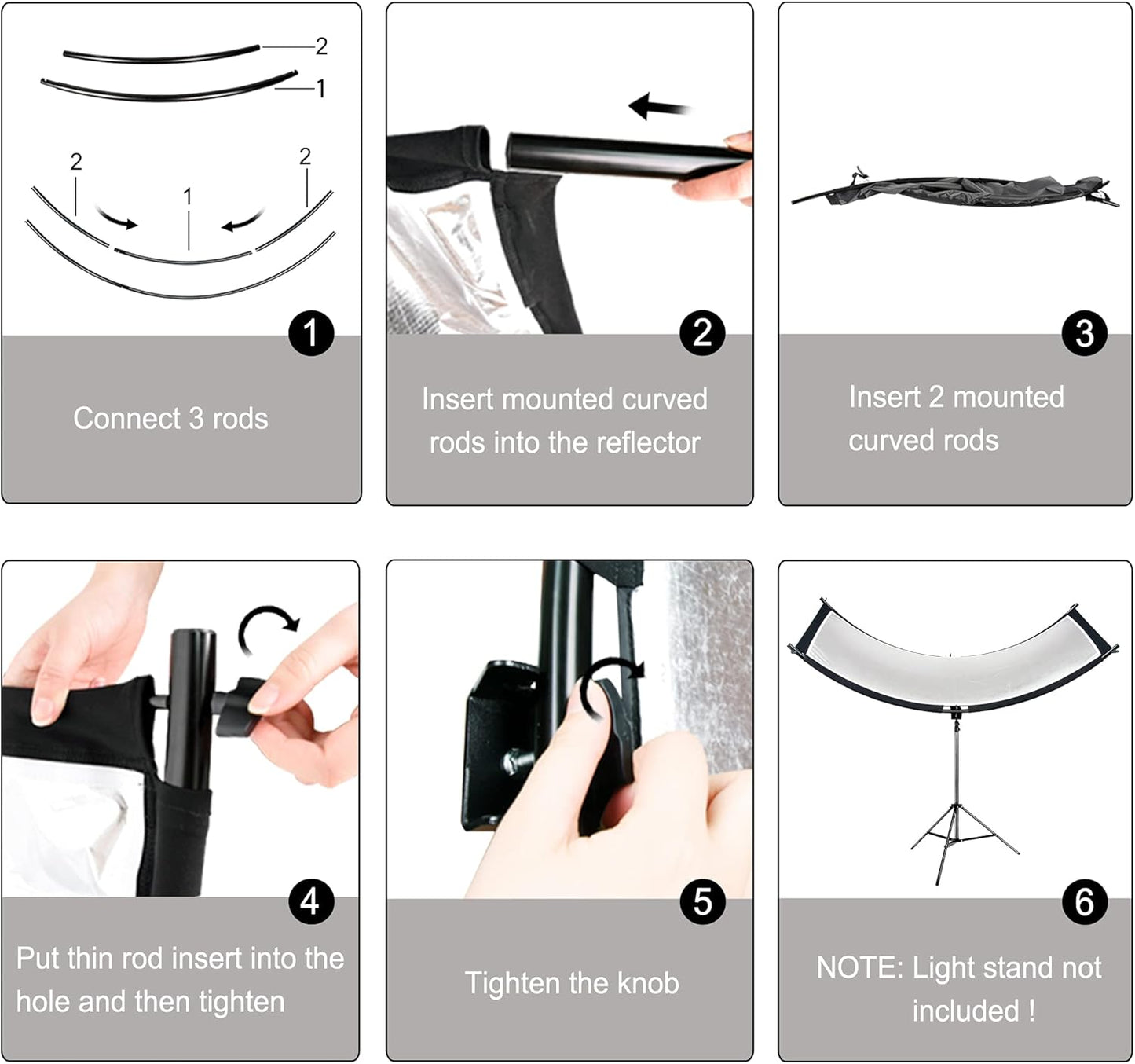 FUDESY Clamshell Light Reflector/Diffuser,67"x24" Curved Photography Lighting Reflector for Photo Video Studio Shooting with Black/Silver/White/Gold Reflectors,Carry Bag