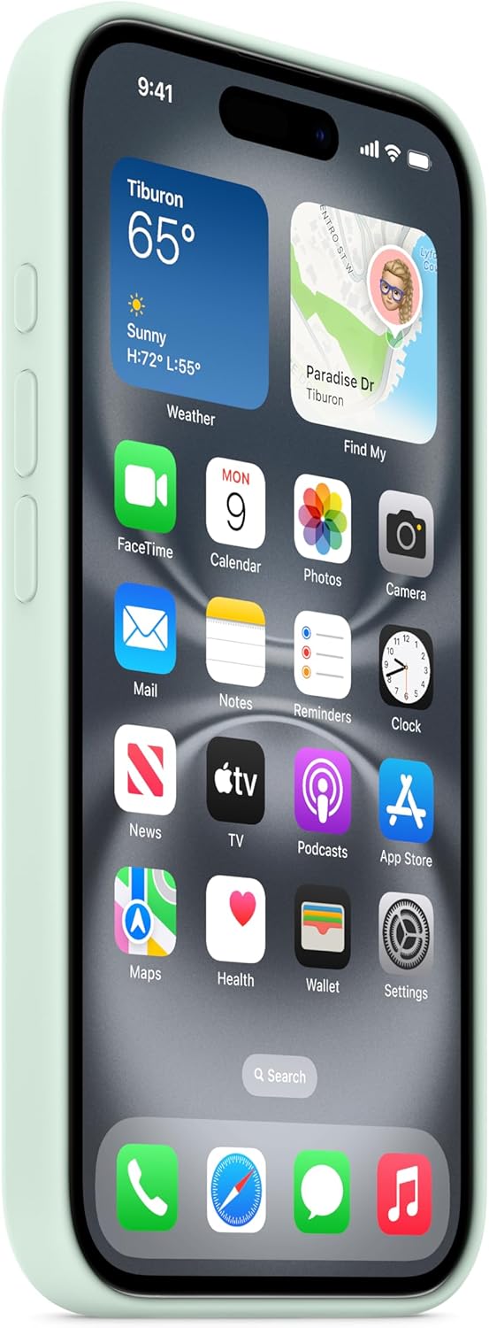 Apple iPhone 16 Silicone Case with MagSafe and Camera Control: Lightweight Phone Case, Wireless Charging Compatible, Smooth Matte Finish; Aquamarine