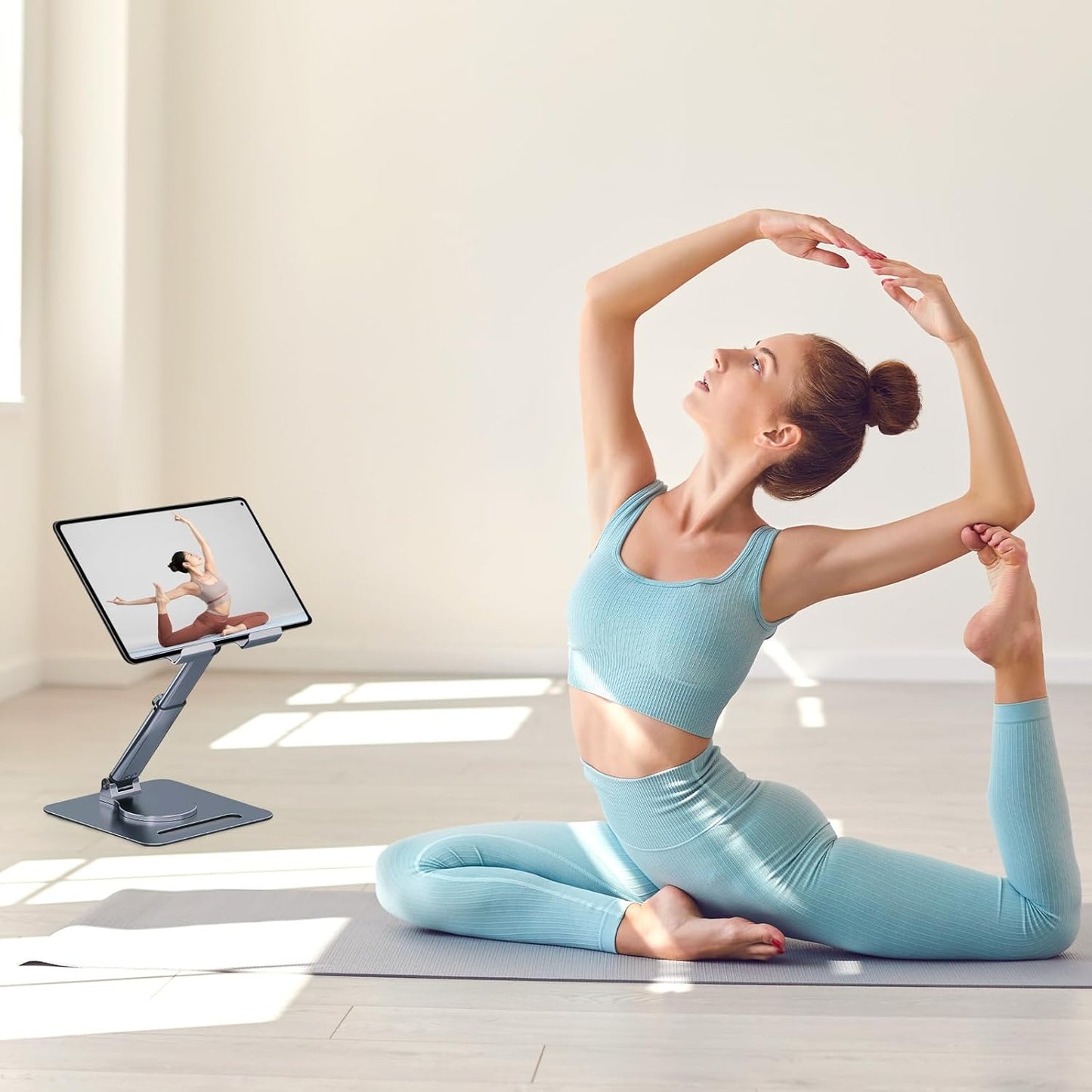 GuaziV 360° Adjustable Tablet Stand - Ergonomic Foldable Holder for iPad 10.2-12.9”, Kindle, Phones 4-13”, Anti-Slip Desktop Mount for Work, Cooking, Gaming & Reading