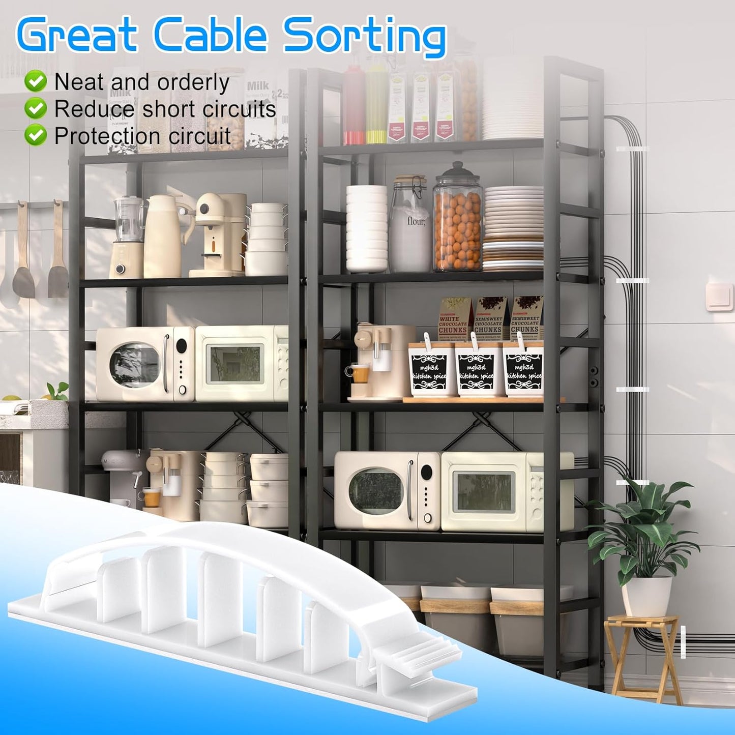 XHF 30pcs Adhesive Cable Wire Clips White, Outdoor Cable Management Wire Organizer Cord Holder for Under Desk, Car, Wall, TV PC Ethernet Cable