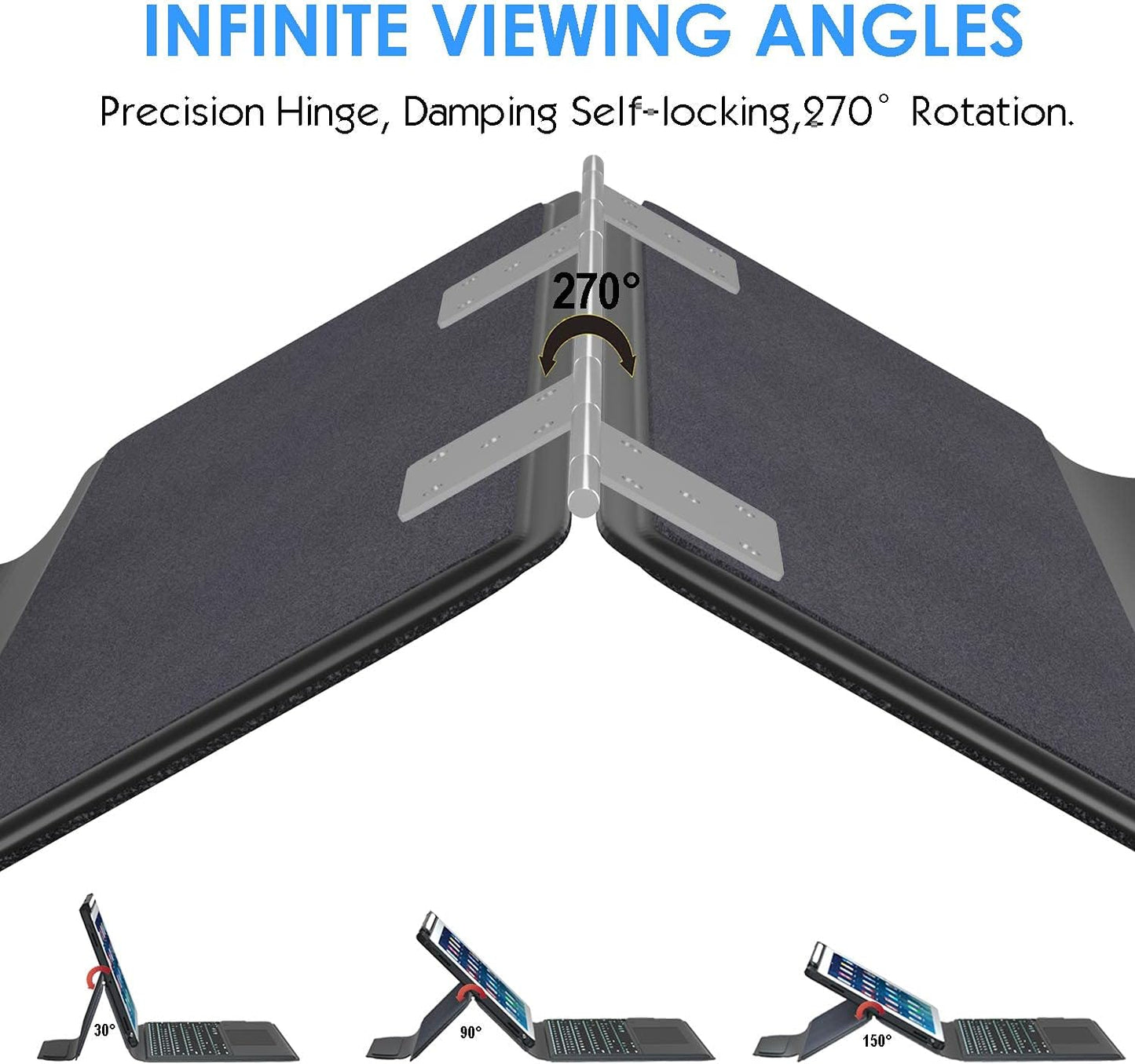 iPad 9.7 Keyboard Case for iPad 6th Gen 2018 - iPad 5th Gen 2017 - iPad Pro 9.7 - iPad Air 2-7 Color Backlight,Touchpad Detachable Slim Cover with Pencil Holder (9.7",Black)