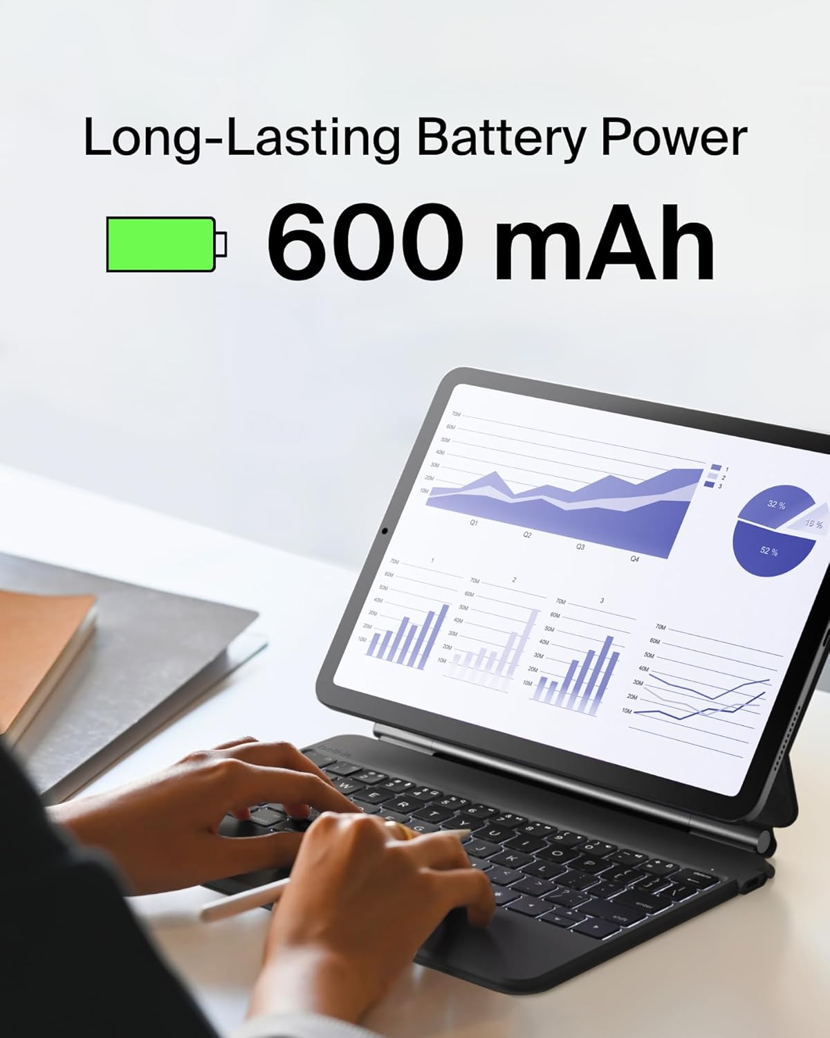 Belkin Pro Keyboard Case w/Magnetic Stand, Backlit Bluetooth Keyboard, Multi-Gesture Controls, Magnetic Apple Pencil Storage Compatibility, & Multimedia Keys for iPad Air 10.9" & iPad Pro 11" - Black