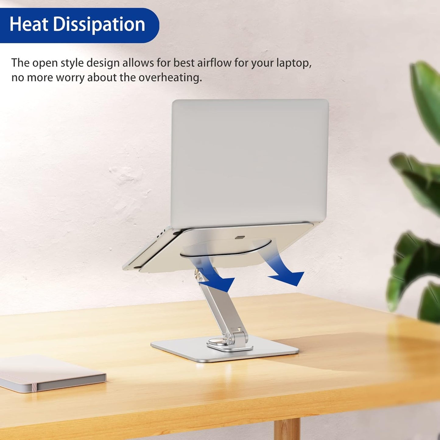 BESIGN LSX7 Laptop Stand with 360 Rotating Base, Ergonomic Adjustable Notebook Riser Holder Compatible with Air, Pro, Dell, HP, Lenovo More 10-15.6" Laptops (Silver)