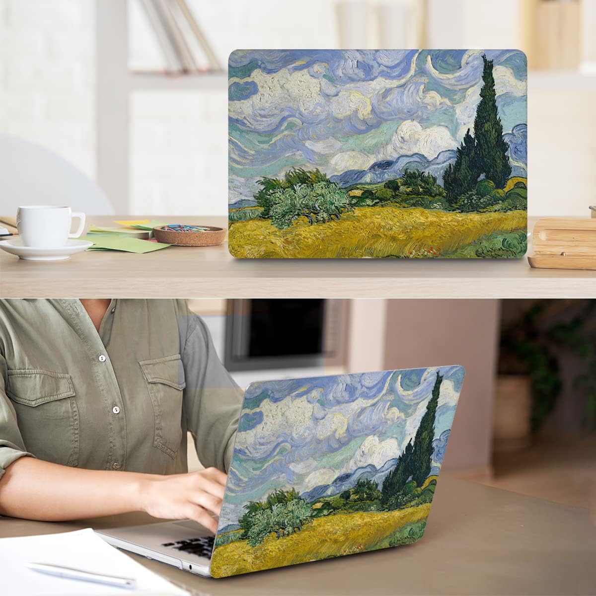 Compatible with 2025 2024 2023 2022 MacBook Air M3 13.6 inch Case A3240 M4 A3113 M2 A2681 with Touch ID, Plastic Hard Shell Case & Keyboard Cover & Screen Protector & Webcam Cover, Landscape