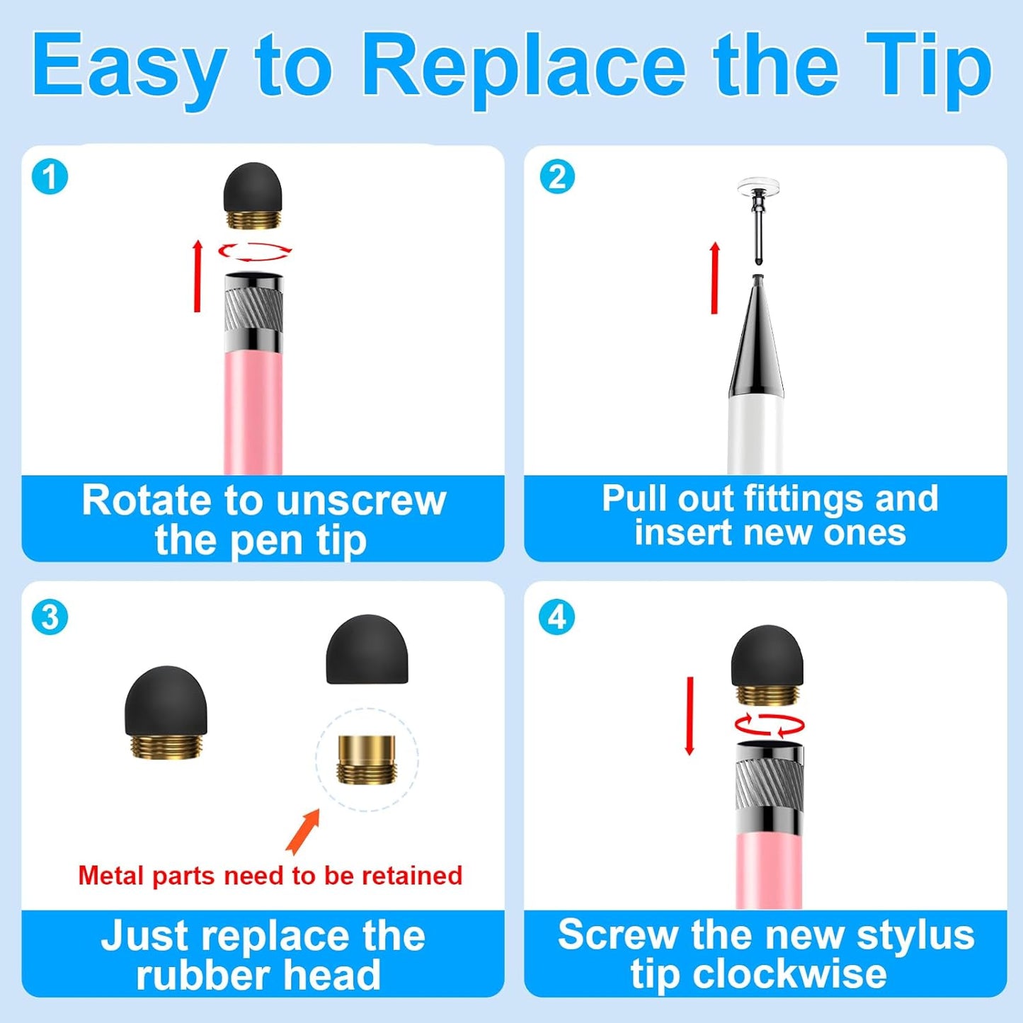 Bopomofo Stylus (5 Pcs),2-in-1 Stylus Pen for Touchscreen, High Precision and Sensitivity, Suitable for iPhone/ipad/Android Tablets, Compatible with All Touch Screens(Pink/Yellow/Green/Blue/Purple)