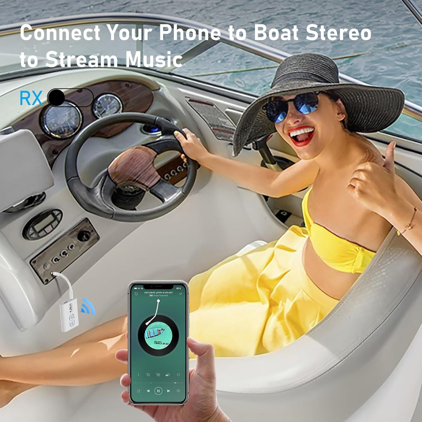 1Mii Bluetooth Transmitter Receiver for TV/Airplane to Headphones, Bluetooth 5.3 AUX/RCA Audio Adapter with AptX Adaptive/Low Latency/HD Audio, Dual Link, Wireless Receiver for Home Stereo, Boat, Gym