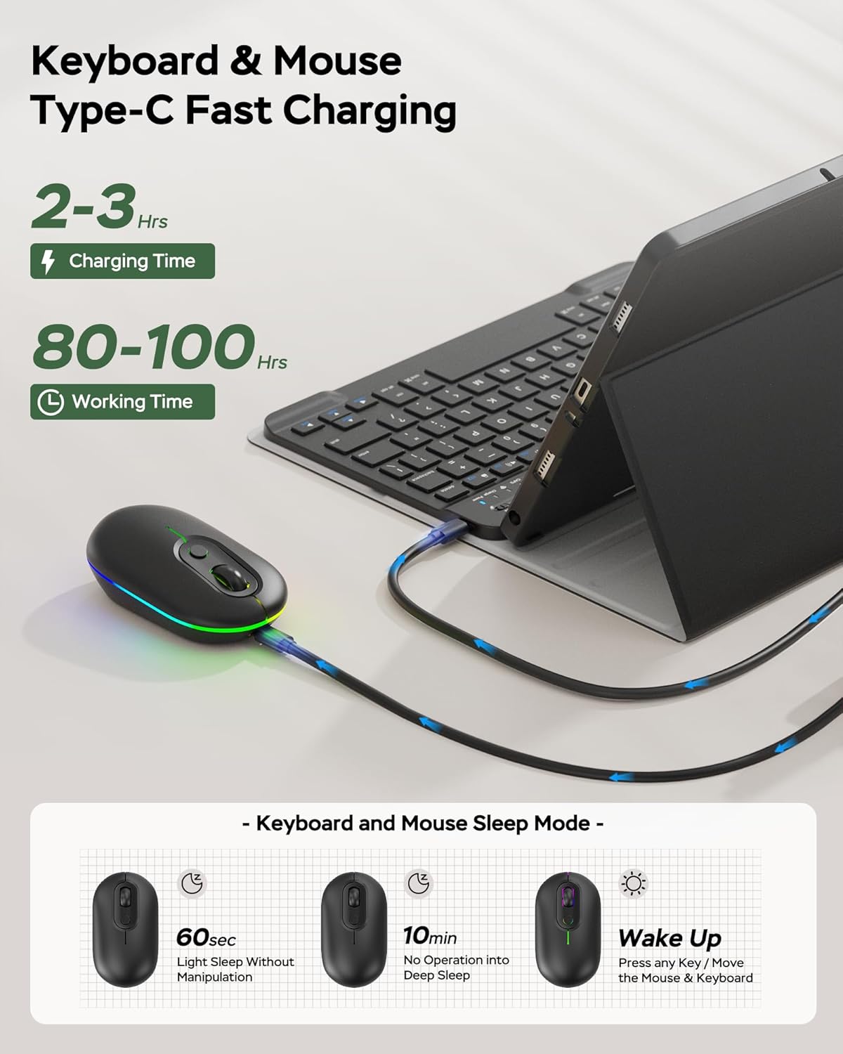 for Samsung Galaxy Tab A9 Plus 11 inch Case with Keyboard, Backlit Mouse and Detachable Magnetic Keyboard, Multi-Angle Stand Folio Slim Cover with S Pen Holder for Tablet A9+ 2023, Black