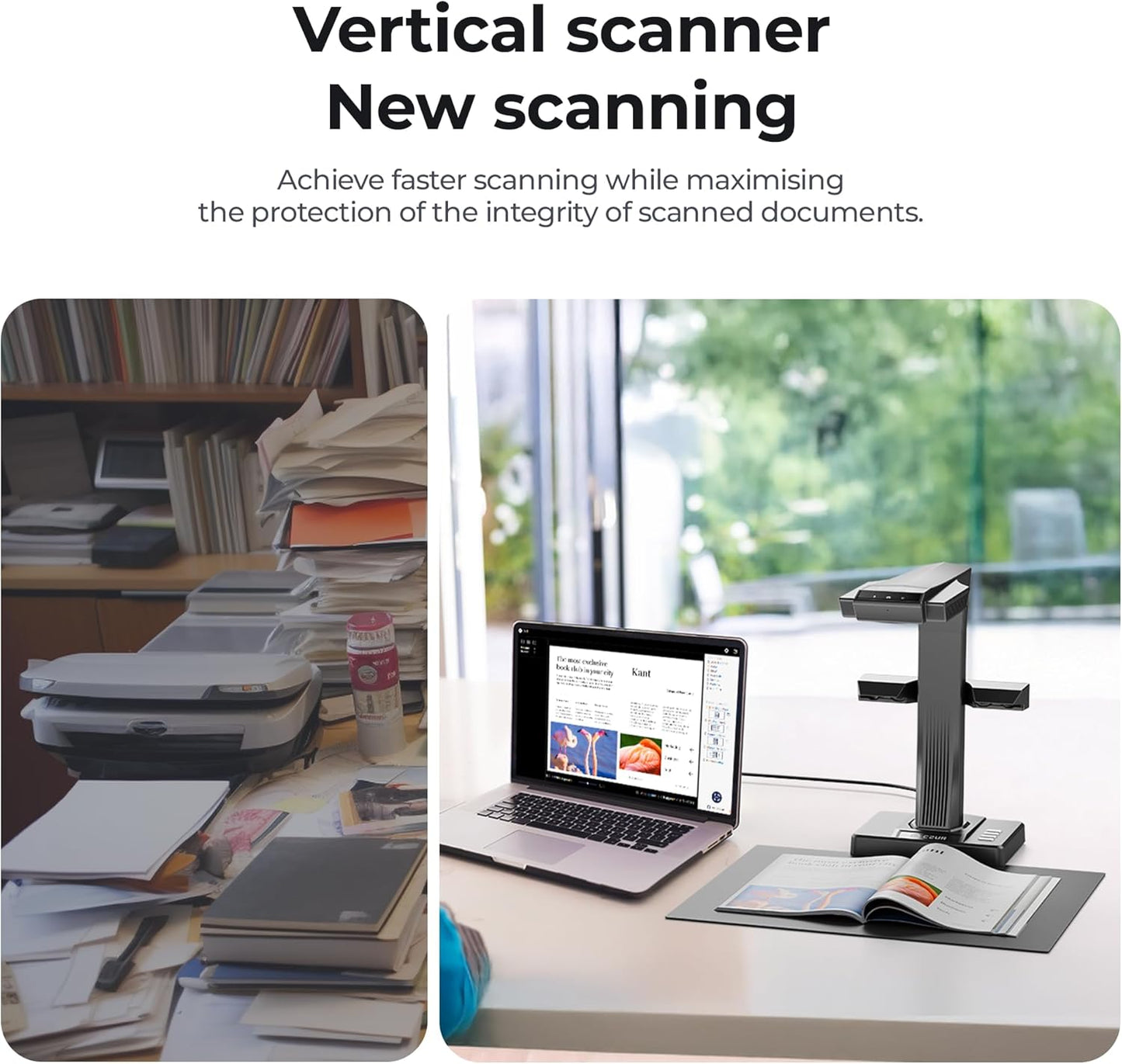 CZUR ET16 Plus Advanced Book & Document Scanner, 2nd Gen Auto-Flatten&Deskew Tech, 16MP Camera, Capture A3, 186 Languages OCR, Convert to PDF/Searchable PDF/Word/Tiff/Excel, Run On Windows&MacOS