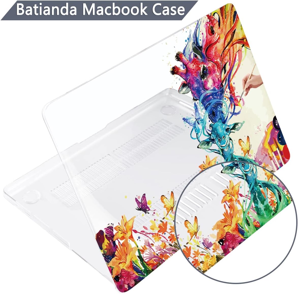 Batianda Premium Case for New MacBook Air 15 inch 2025 M4 2024 2023 with M3 M2 Chip Model A3114 A2941, Designed Protective Plastic Hardshell & Keyboard Cover & Screen Protector, Colorful Deer
