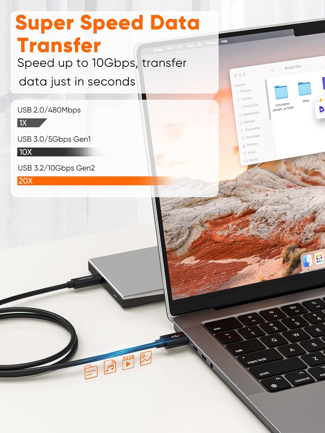 CableCreation USB C to USB A Cable 3FT, Type C to USB 3.1 USB 3.2 Gen2 10Gbps USB A to C Data Cables, Android Auto Cord 3A for USB-C External SSD MacBook Pro iPad, Galaxy S24/S23+, iPhone 16/15, Black