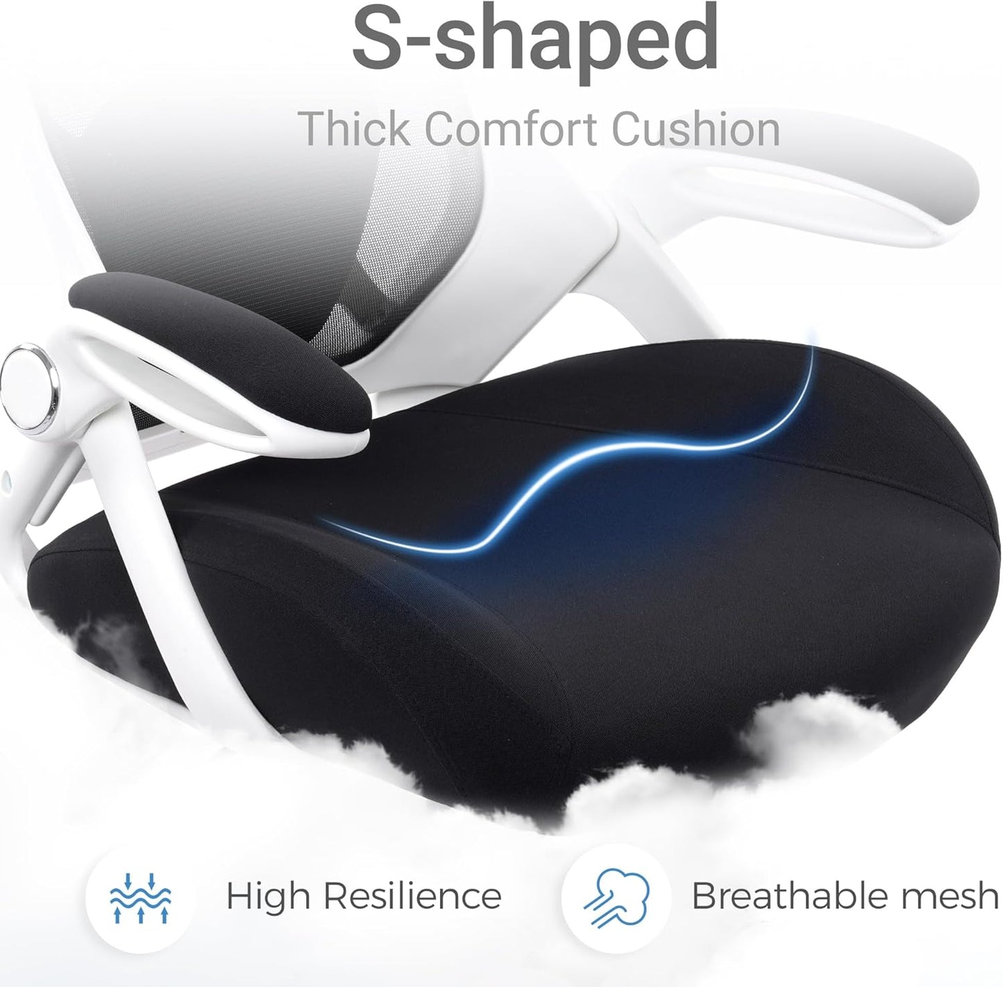 HYLONE 400lbs Heavy Duty Drafting Chair 5" Thickened Seat Office Chair with Flip-Up Armrests Tall Ergonomic Computer Chair with Lumbar Support and Adjustable Footrest Ring Standing Desk Chair (Black)