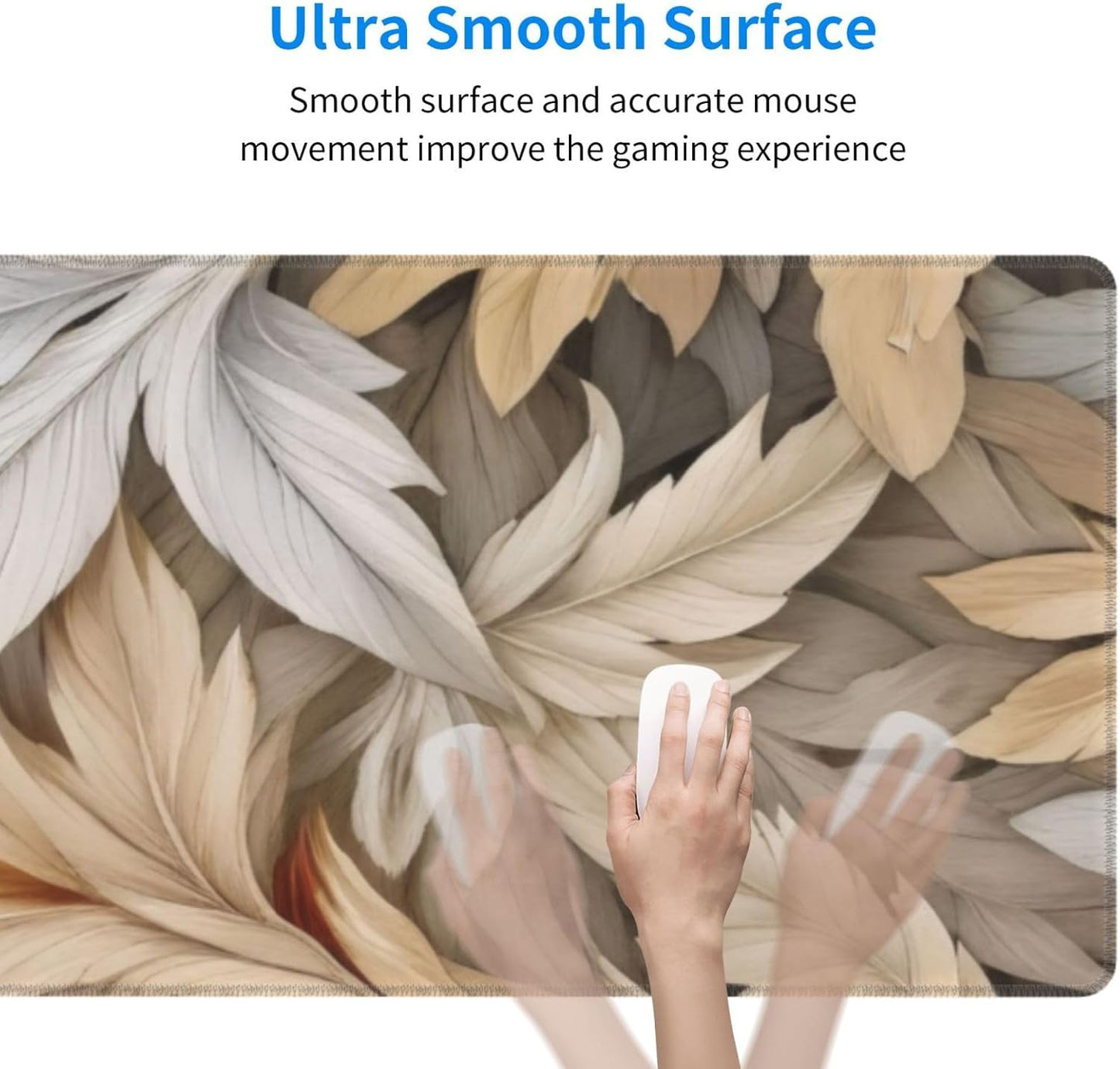 Gaming Mouse Pad, Large Non-Slip Rubber Base Mousepad, Keyboard Mouse Mat, Desk Pad with Stitched Edges, 31.5x11.8inch, Autumn Leaves