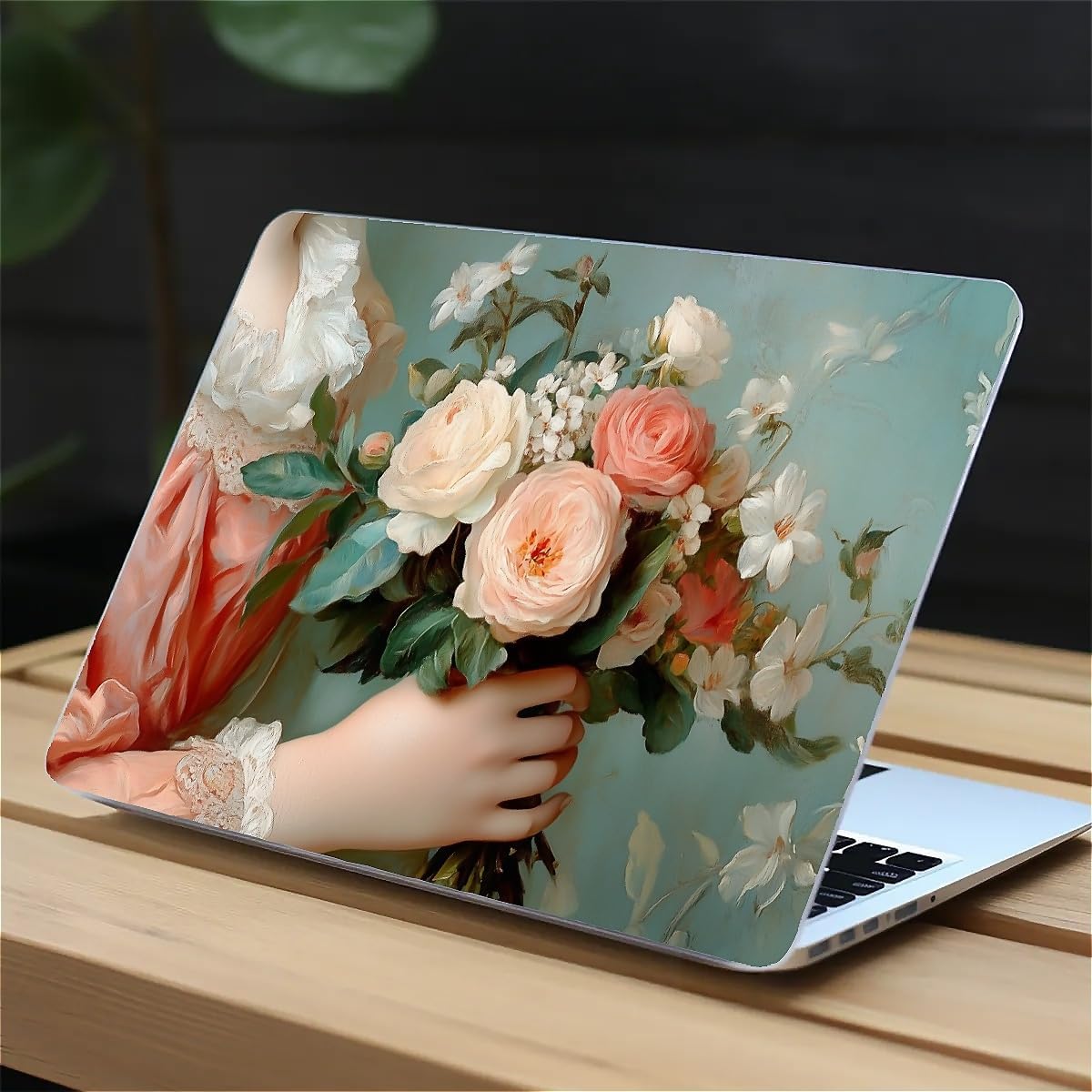 Compatible with MacBook Air 13.3 13.6 Inch Case 2022 2021 2020 2019 Plastic Hard Shell Case Cover,13.6 Air (A2681) M2 2022, A Lady with Flowers