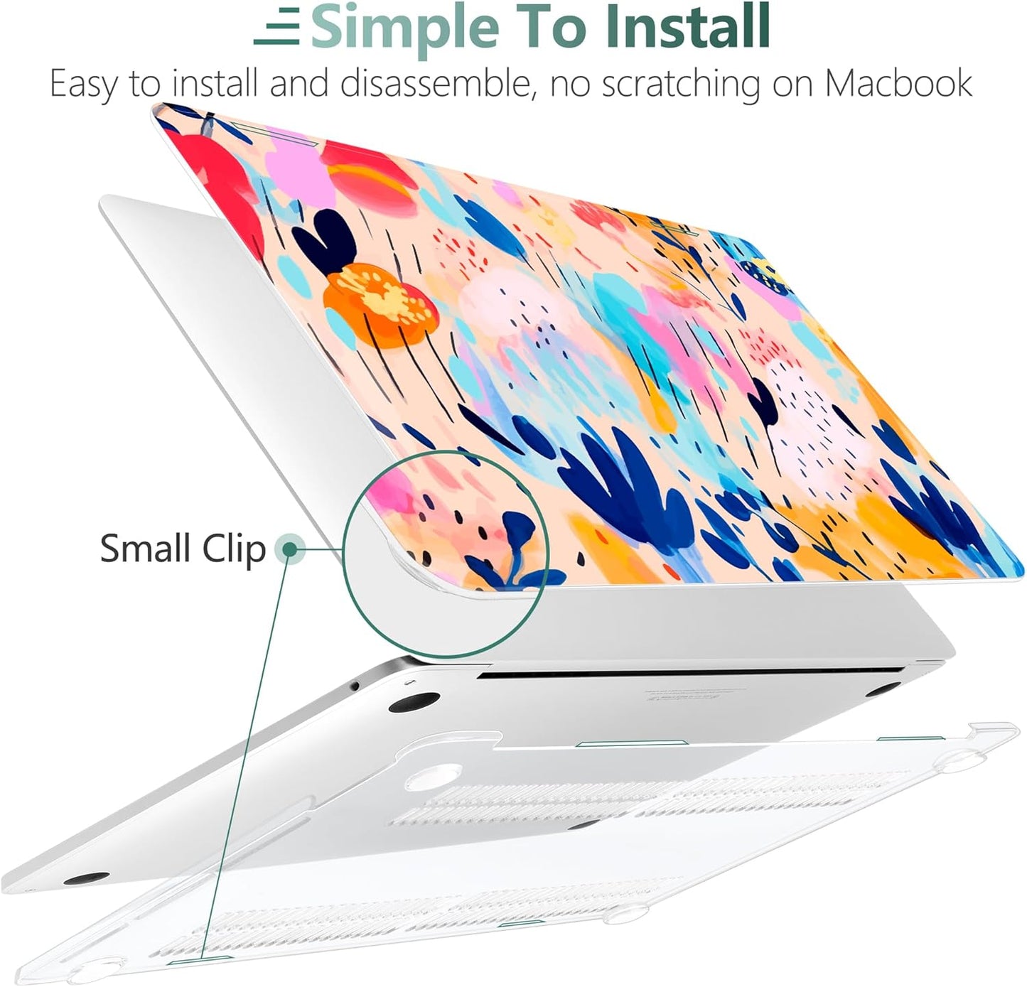 TWOLSKOO Compatible with MacBook Pro 13 inch Case 2023-2016 A2338 M2/M1 A2251 A2289 A2159 A1989 A1706, Plastic Hard Shell Cover & Keyboard Skin & Screen Protector, Bright Abstract Florals
