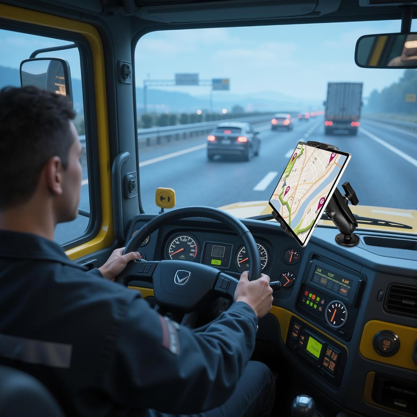 Heavy Duty Tablet Mount for Truck, Aluminum Drill Base Tablet Holder, Compatible with 7.5''-10.2'' Tablets/iPad, Industrial iPad Holder for Wall, Truck, Warehouse,Dashboard,Boat